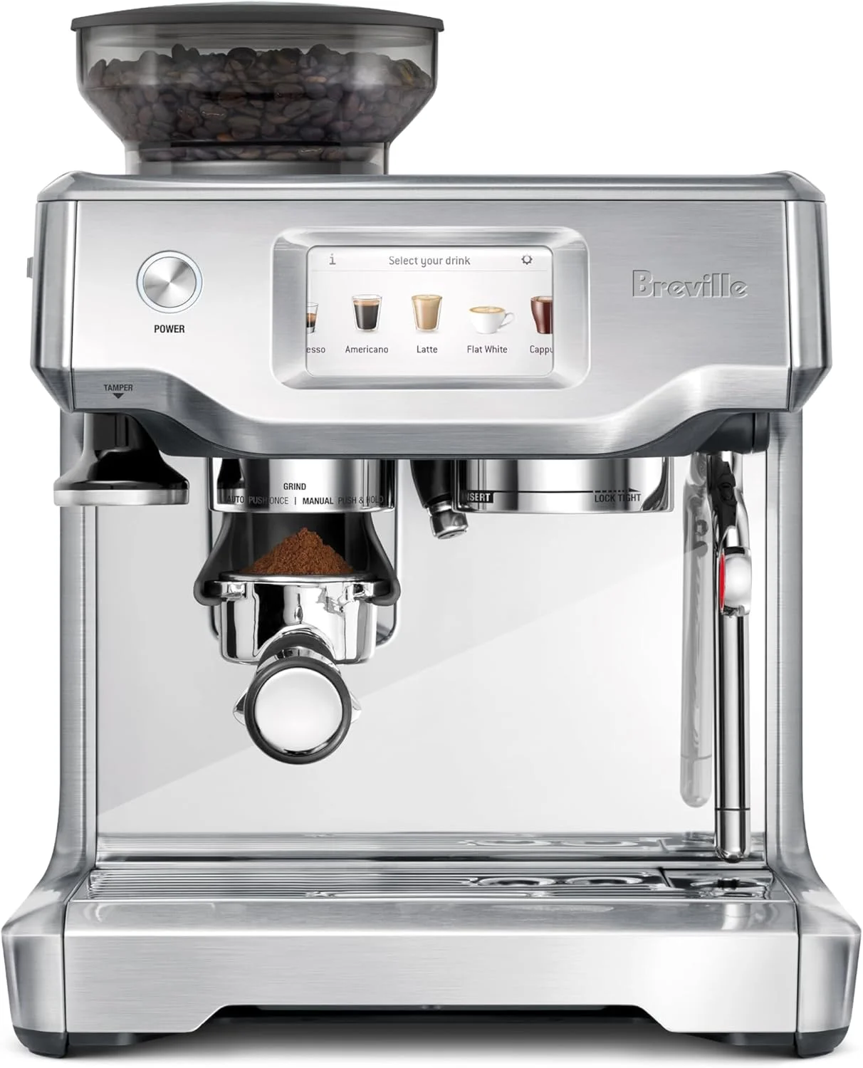 دستگاه اسپرسوساز Breville Barista Touch Beans، نقره ای، BES880، 32.2 x 39.3 x 40.6 سانتی متر (نسخه بین المللی)