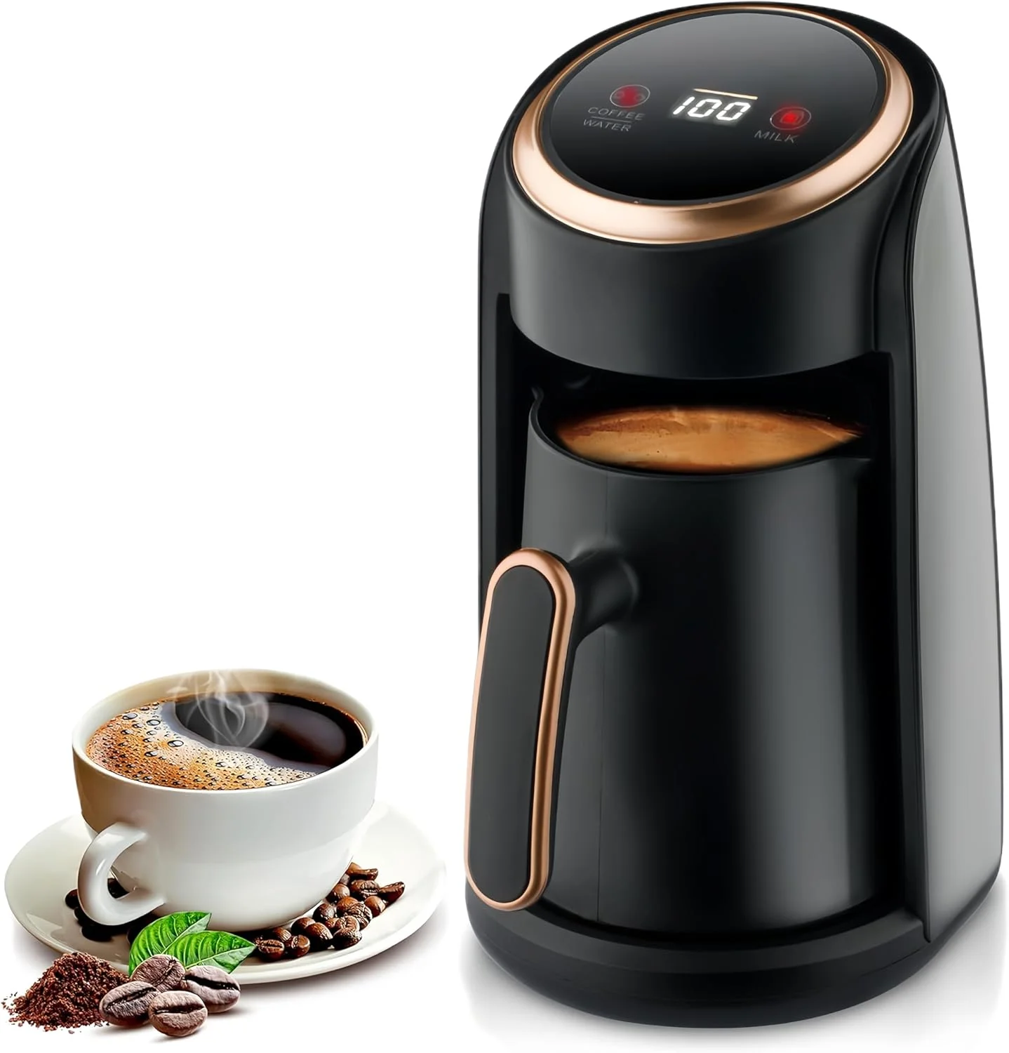 دستگاه قهوه ساز ترک اتوماتیک 3 در 1 Angju، گرم کننده شیر و نوشیدنی های گرم، قهوه ساز ترک برقی 600 واتی با دکمه لمسی هوشمند برای دفتر کار، قوری برقی یا چای و جوشاندن آب