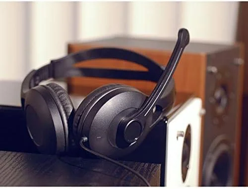 هدست کامپیوتر USB ادیفایر مناسب بازی و کار با میکروفون حذف نویز مشکی مدل USB K800 BK، سایز متوسط، سیمی