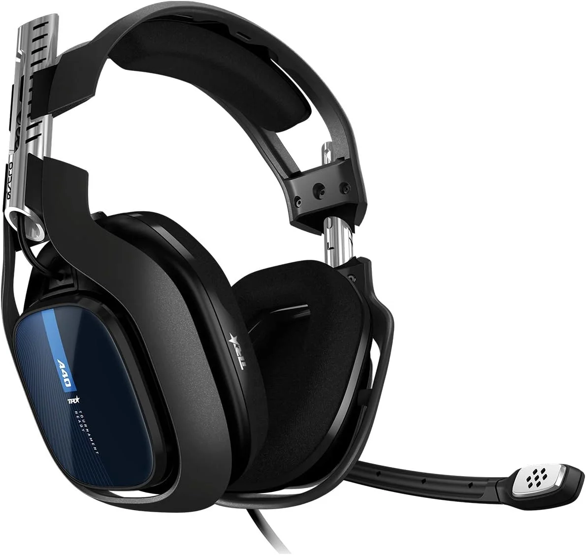 هدست گیمینگ سیمی ASTRO Gaming A40 TR، صدای ASTRO Audio V2، Dolby ATMOS، جک صوتی 3.5 میلی‌متری، میکروفون قابل تعویض، برای PS5، PS4، PC، Mac، Nintendo Switch، موبایل - مشکی/آبی