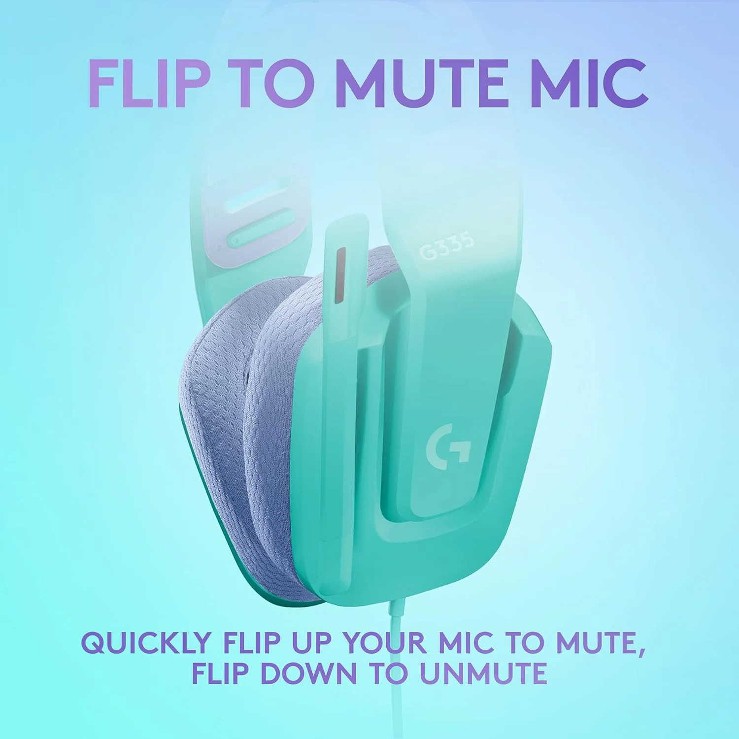 هدست گیمینگ سیمی Logitech G335، دارای میکروفون، جک صوتی 3.5 میلی‌متری، پدهای گوشی فوم حافظه‌دار راحت، سبک وزن، سازگار با PC، پلی‌استیشن، ایکس‌باکس، نینتندو سوییچ - نعنایی