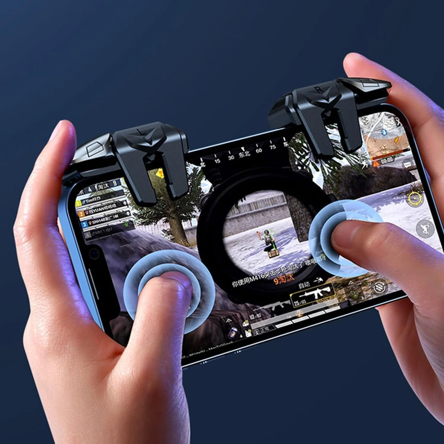 کنترلر بازی موبایل 6 دکمه برای اندروید/آیفون - سازگار با پابجی موبایل/نایفز اوت/کال آف دیوتی، سازگار با اکثر تلفن های هوشمند، ایده آل برای بازی/مسافرت/کمپینگ