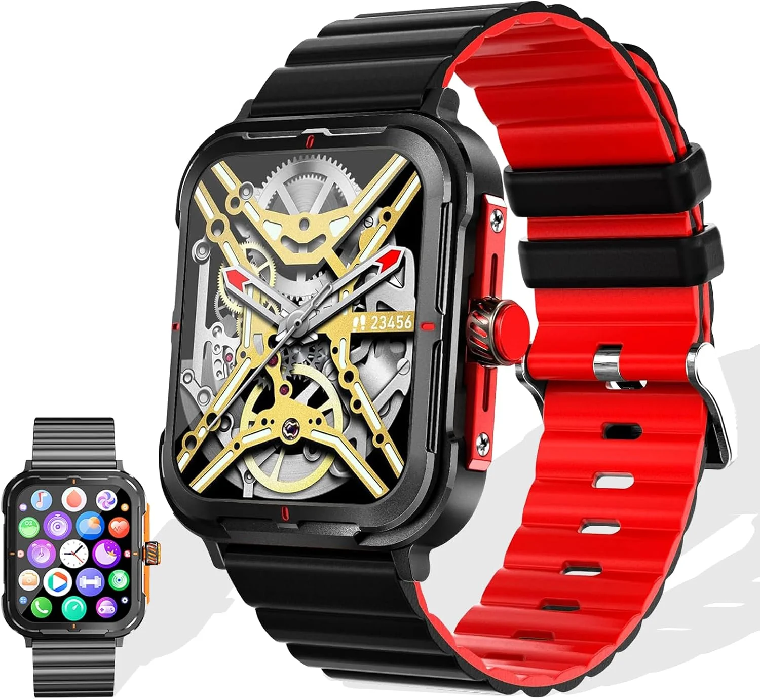 ساعت هوشمند ZJX با صفحه نمایش 1.83 اینچی، ردیاب تناسب اندام دیجیتال برای آقایان و بانوان با بیش از 100 حالت ورزشی، پایشگر ضربان قلب (پاسخ/برقراری تماس) ضد آب (با دستیار صوتی)