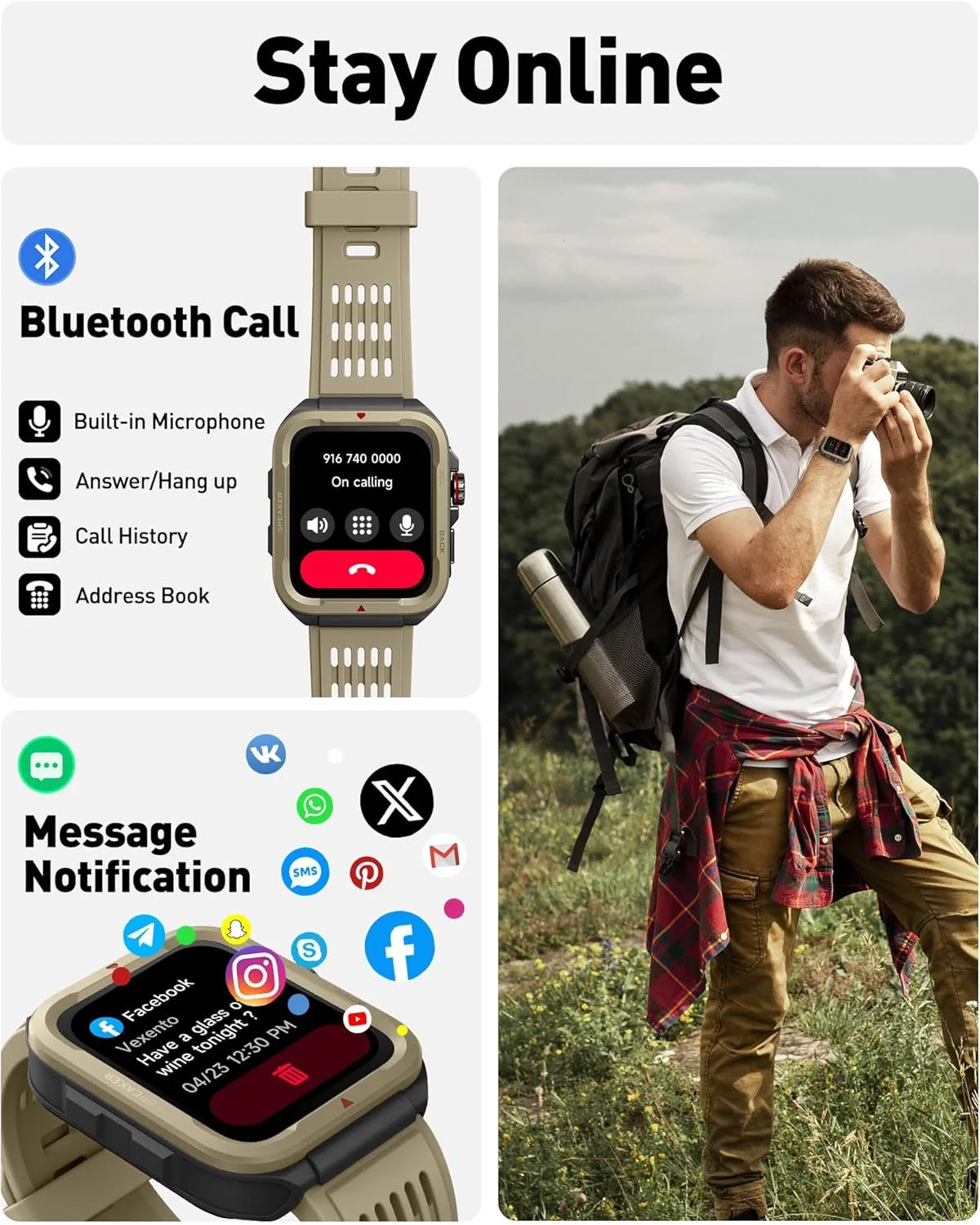 ساعت هوشمند برای آقایان و بانوان (پاسخ/برقراری تماس)، ردیاب تناسب اندام 1.8 اینچی با 100 حالت ورزشی، ضربان قلب، اکسیژن خون، پایش خواب، ساعت هوشمند سازگار با آیفون و اندروید ساعت هوشمند برای آقایان و بانوان (پاسخ/برقراری تماس)، ردیاب تناسب اندام 1.8 اینچی با 100 حالت ورزشی، ضربان قلب، اکسیژن خون، پایش خواب، ساعت هوشمند سازگار با آیفون و اندروید