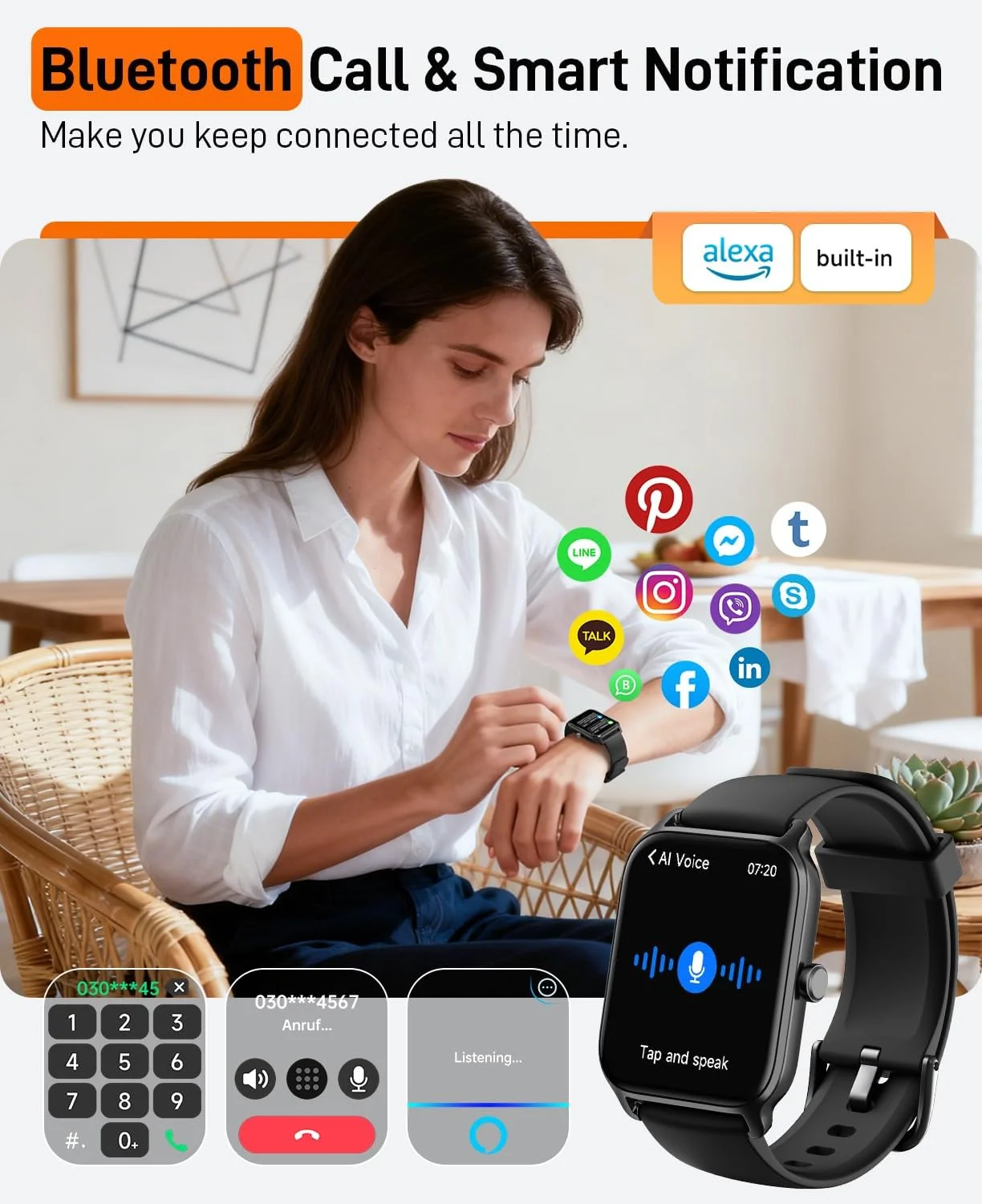 ساعتهای هوشمند برای زنان و مردان، ساعت هوشمند 1.85 اینچی با قابلیتهای ردیابی تناسب اندام، سازگار با اندروید و آیفون، دارای تماس بلوتوثی (پاسخ/برقراری)، ضدآب 3ATM، مانیتور ضربان قلب/خواب/SpO2، 120+ حالت ورزشی ساعتهای هوشمند برای زنان و مردان، ساعت هوشمند 1.85 اینچی با قابلیتهای ردیابی تناسب اندام، سازگار با اندروید و آیفون، دارای تماس بلوتوثی (پاسخ/برقراری)، ضدآب 3ATM، مانیتور ضربان قلب/خواب/SpO2، 120+ حالت ورزشی