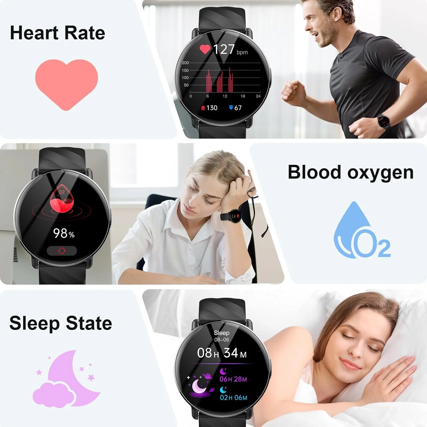 ساعت هوشمند برای آقایان و بانوان، ساعت هوشمند صفحه لمسی HD 1.39 اینچی با تماس بلوتوثی و شماره گیری، بیش از 113 حالت ورزشی ردیاب تناسب اندام با شارژ سریع USB-C، ساعت هوشمند برای اندروید و iOS. مشکی