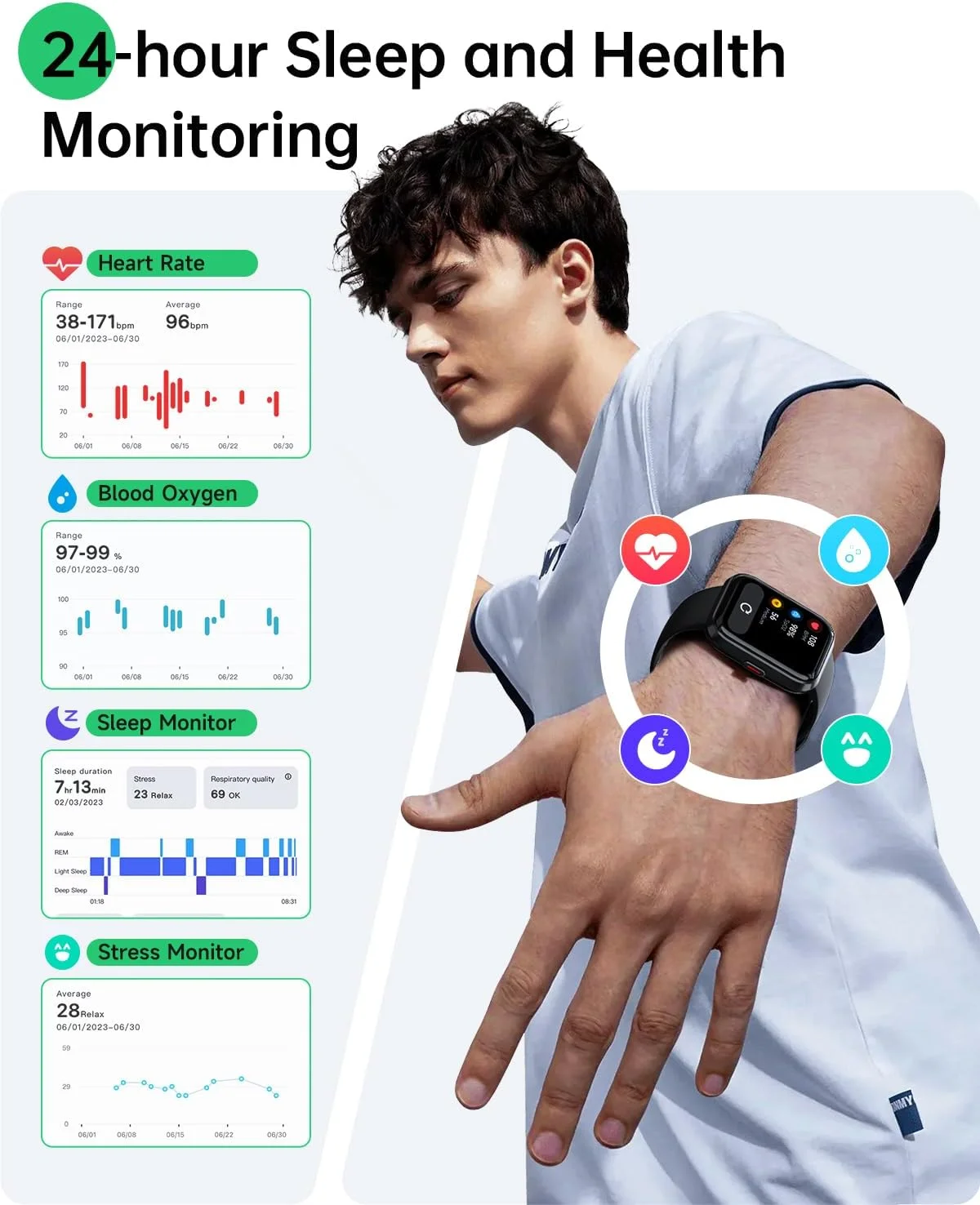 ساعت هوشمند WMK برای مردان و زنان، صفحه نمایش 1.83 اینچی سازگار با آیفون/اندروید (پاسخ/برقراری تماس)، ردیاب تناسب اندام ضد آب 3ATM با ضربان قلب/SpO2/مانیتور خواب، 120+ حالت ورزشی