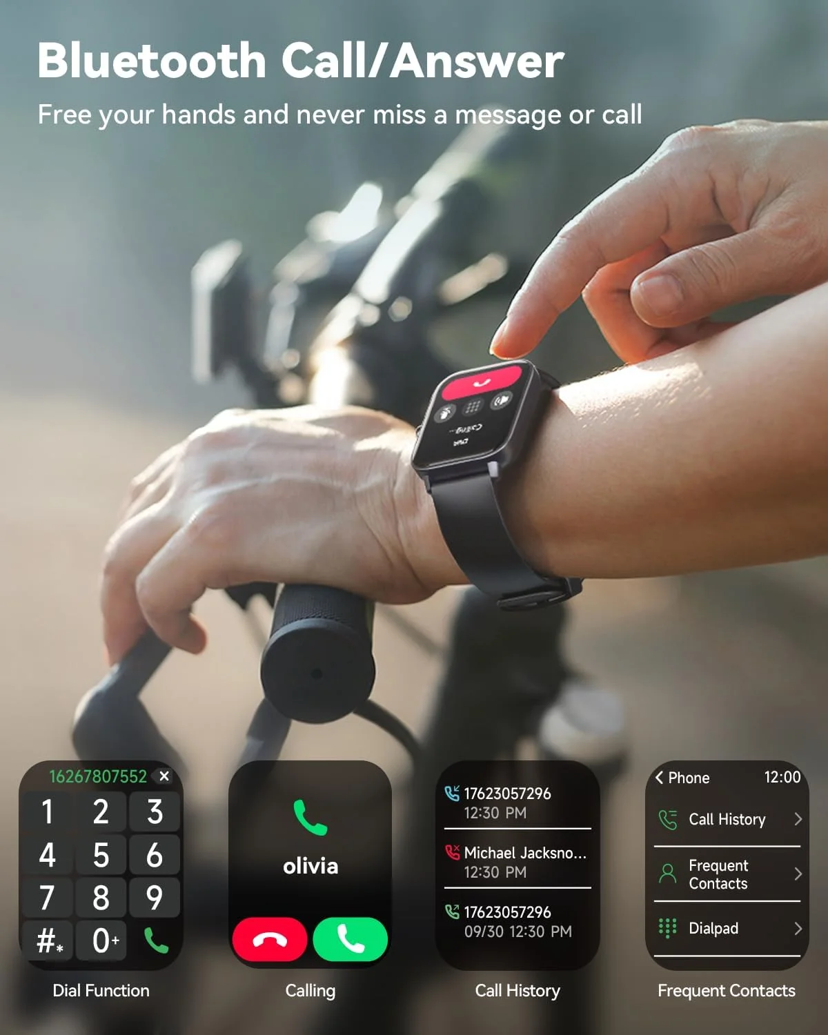 ساعت هوشمند برای زنان/مردان، ساعت هوشمند سازگار با تلفن های اندرویدی و آیفون، صفحه نمایش 1.8 اینچی، ساعت های ورزشی برای زنان، ضد آب IP68 / تماس بلوتوثی، ضربان قلب / پایش خواب، مشکی