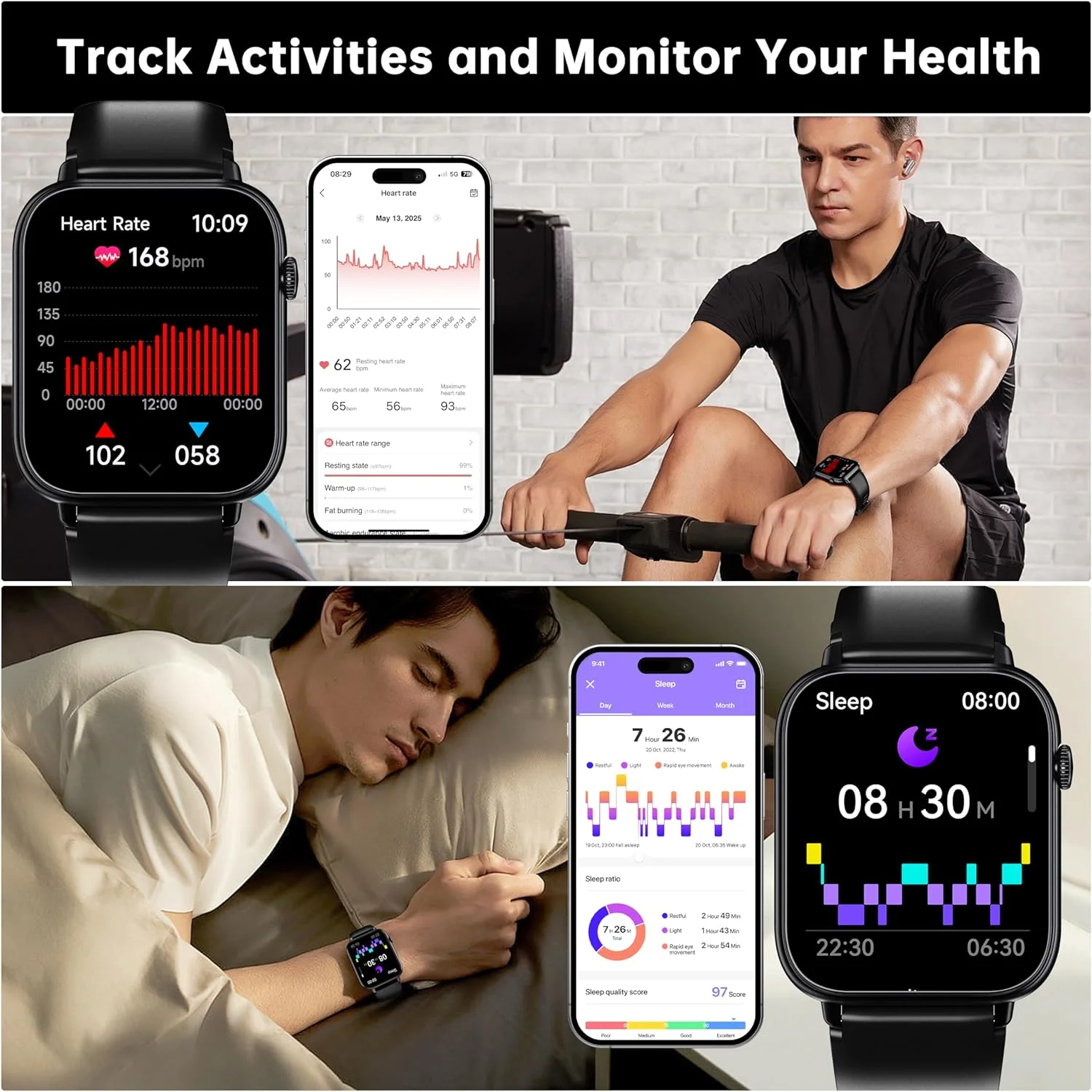 ساعت هوشمند اوکیتل برای آقایان و بانوان، ردیاب تناسب اندام با صفحه لمسی HD 1.83 اینچی، اعلانها/تماسهای بلوتوثی، ضد آب IP68، بیش از 100 حالت ورزشی، پایش ضربان قلب و خواب 24/7 برای آیفون، اندروید و iOS ساعت هوشمند اوکیتل برای آقایان و بانوان، ردیاب تناسب اندام با صفحه لمسی HD 1.83 اینچی، اعلانها/تماسهای بلوتوثی، ضد آب IP68، بیش از 100 حالت ورزشی، پایش ضربان قلب و خواب 24/7 برای آیفون، اندروید و iOS