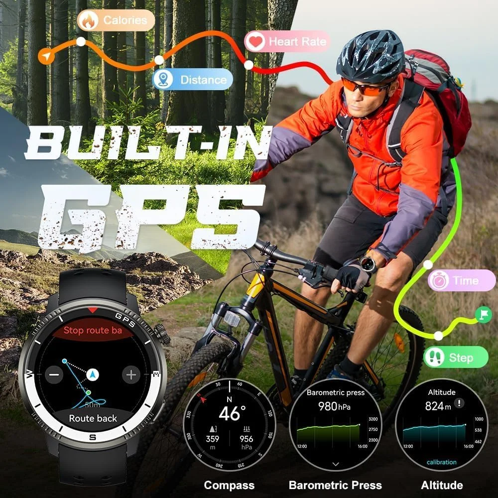 ساعت هوشمند نظامی (پاسخ/برقراری تماس)، ساعت هوشمند GPS برای آقایان و بانوان، صفحه نمایش 1.43 اینچی HD AMOLED، ردیاب فعالیت تناسب اندام با بیش از 170 حالت ورزشی، مقاومت در برابر آب 5ATM، پایش استرس، ضربان قلب، خواب ساعت هوشمند نظامی (پاسخ/برقراری تماس)، ساعت هوشمند GPS برای آقایان و بانوان، صفحه نمایش 1.43 اینچی HD AMOLED، ردیاب فعالیت تناسب اندام با بیش از 170 حالت ورزشی، مقاومت در برابر آب 5ATM، پایش استرس، ضربان قلب، خواب