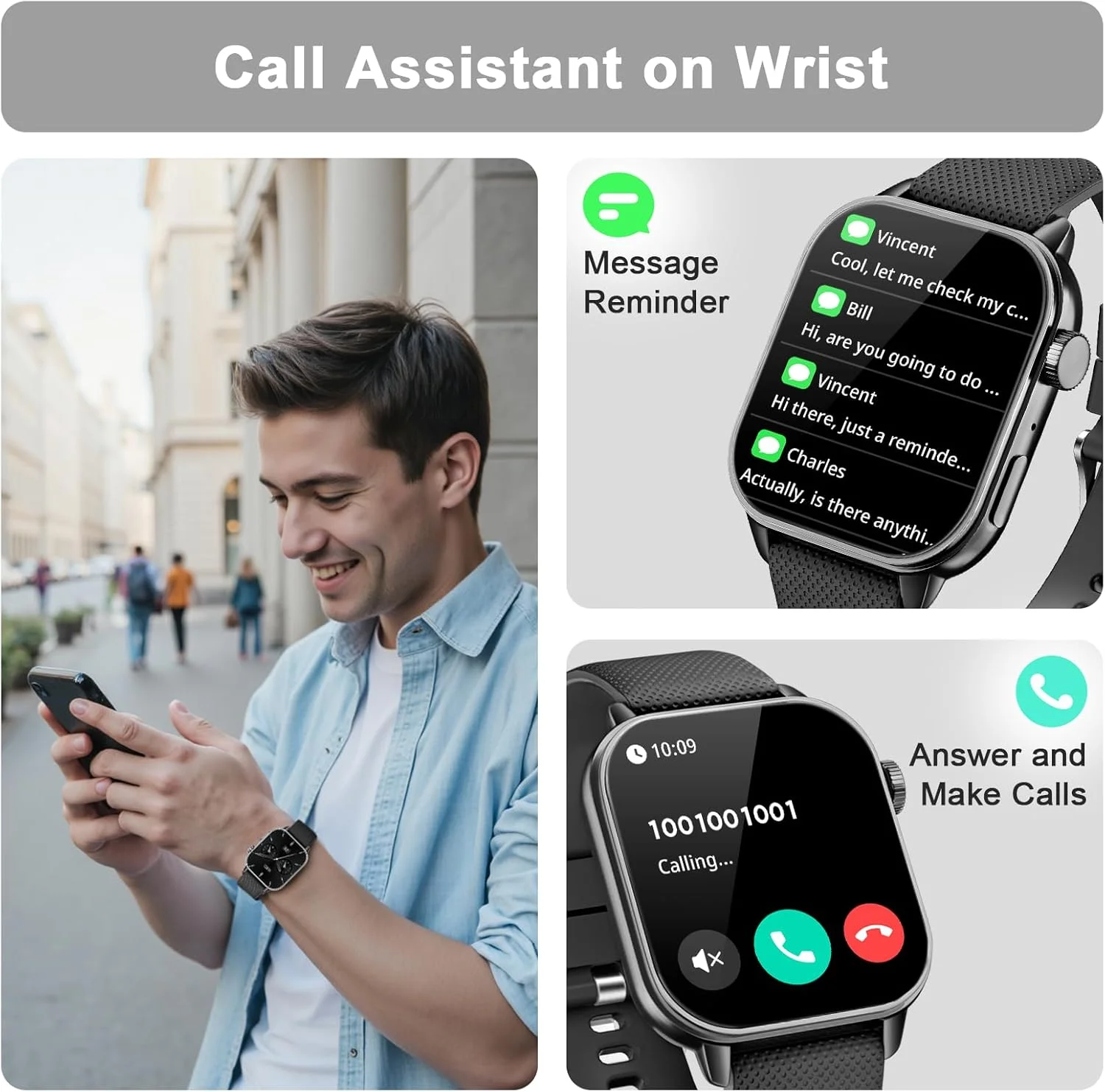 ساعت هوشمند برای آقایان و بانوان، ساعت ورزشی 1.85 اینچی AMOLED HD با بیش از 120 حالت ورزشی، تماس بلوتوثی/ضربان قلب/مانیتور خواب/گام شمار، ساعت هوشمند برای اندروید و iOS، ضد آب IP68، مشکی ساعت هوشمند برای آقایان و بانوان، ساعت ورزشی 1.85 اینچی AMOLED HD با بیش از 120 حالت ورزشی، تماس بلوتوثی/ضربان قلب/مانیتور خواب/گام شمار، ساعت هوشمند برای اندروید و iOS، ضد آب IP68، مشکی