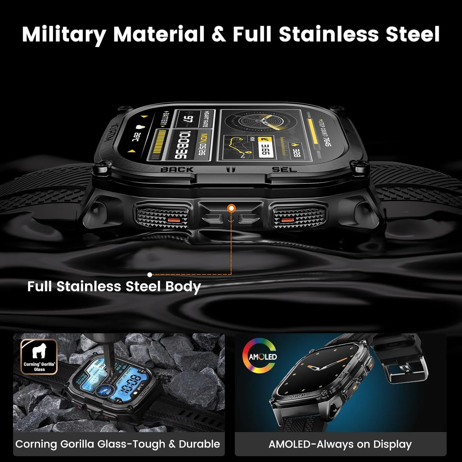 KOSPET Tank M4 Smart Watch for Men, Full Stainless Steel, GPS & Offline Maps, 10ATM Waterproof 45m Freediving, 50-Day Battery, Bluetooth Calls, 24/7 Heart Monitor, for Android & iOS KOSPET Tank M4 Smart Watch for Men, Full Stainless Steel, GPS & Offline Maps, 10ATM Waterproof 45m Freediving, 50-Day Battery, Bluetooth Calls, 24/7 Heart Monitor, for Android & iOS