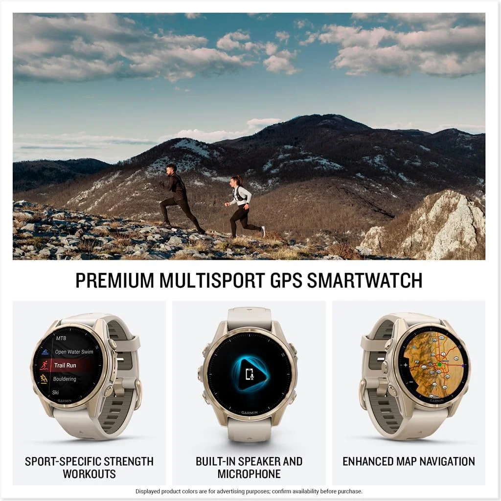 ساعت هوشمند GPS چند ورزشی ممتاز Garmin fēnix® 8 – 43mm، AMOLED، Sapphire، عمر باتری طولانی، دارای استاندارد غواصی، چراغ قوه LED داخلی، طلایی ملایم با بند ماسه سنگی تیره ساعت هوشمند GPS چند ورزشی ممتاز Garmin fēnix® 8 – 43mm، AMOLED، Sapphire، عمر باتری طولانی، دارای استاندارد غواصی، چراغ قوه LED داخلی، طلایی ملایم با بند ماسه سنگی تیره