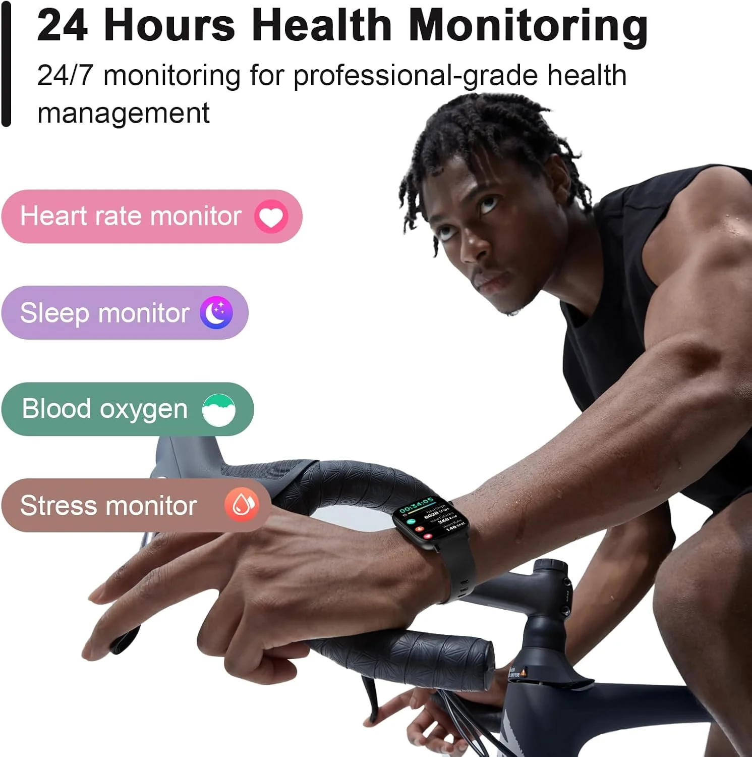 ساعت هوشمند ردیاب تناسب اندام با نمایشگر ضربان قلب، ردیاب فعالیت با گام شمار، نمایشگر خواب، شمارنده کالری و قدم، ساعت هوشمند ضد آب برای ورزش های زنانه و مردانه (مشکی) ساعت هوشمند ردیاب تناسب اندام با نمایشگر ضربان قلب، ردیاب فعالیت با گام شمار، نمایشگر خواب، شمارنده کالری و قدم، ساعت هوشمند ضد آب برای ورزش های زنانه و مردانه (مشکی)