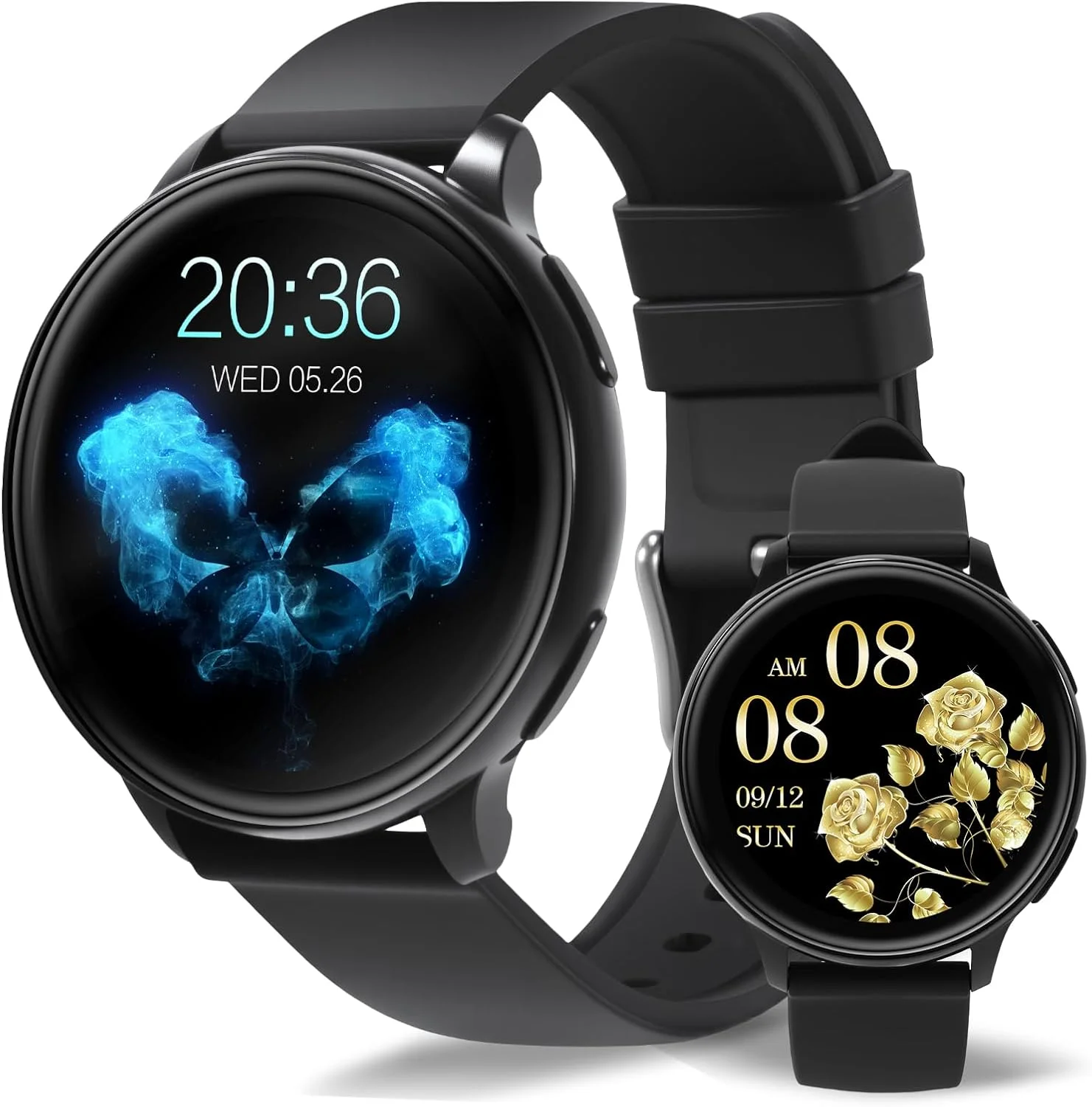 ساعت هوشمند ردیاب تناسب اندام مردانه و زنانه با بیش از 100 حالت ورزشی، ردیاب فعالیت برای iOS/Android ضد آب/ضربان قلب/خواب/گام شمار (مشکی)