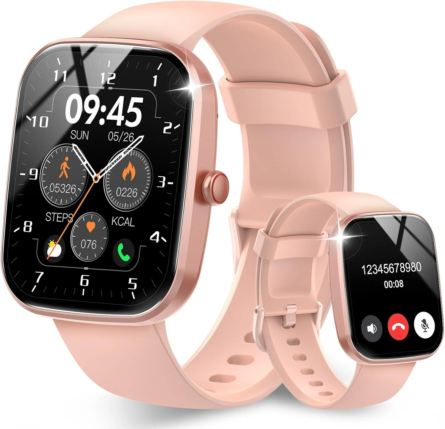 ساعت هوشمند Csasan برای آقایان و بانوان، صفحه نمایش 1.91 اینچی HD، پایش ضربان قلب/خواب/گام ها، ردیاب فعالیت برای اندروید iOS صورتی