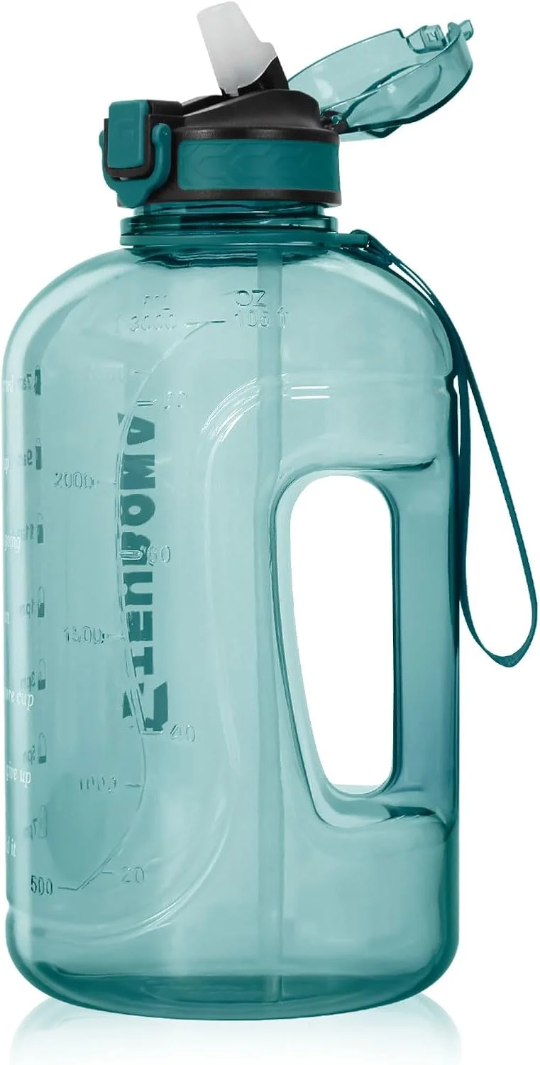 بطری آب بزرگ ۳ لیتری GIFUBOWA با نی و نشانگر زمان، ظرفیت بزرگ برای ورزش، باشگاه، یوگا و فضای باز