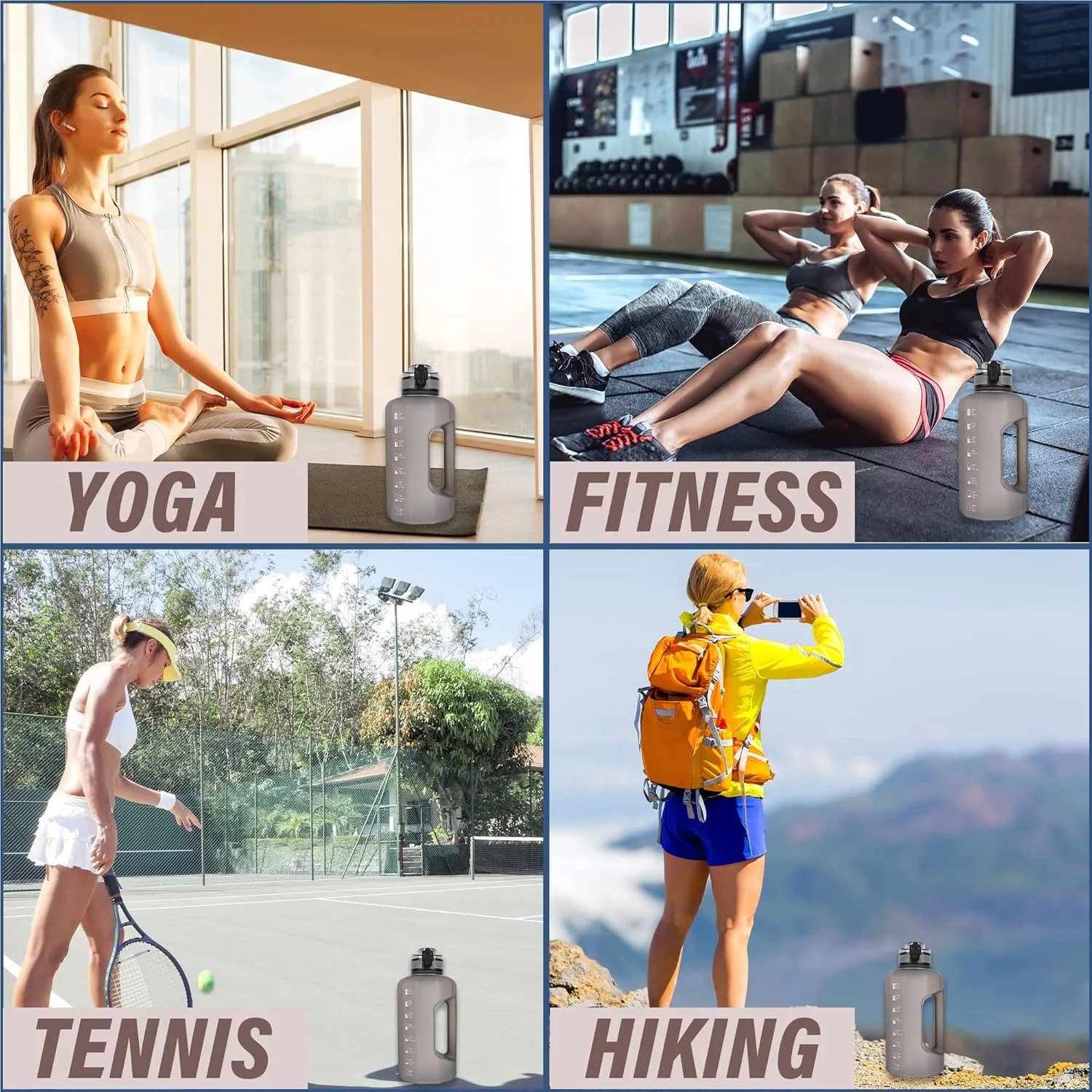 بطری آب نیم گالن GIFUBOWA، ظرفیت 2.2 لیتری، بدون BPA، ضد نشت، مناسب برای ورزش و فضای باز