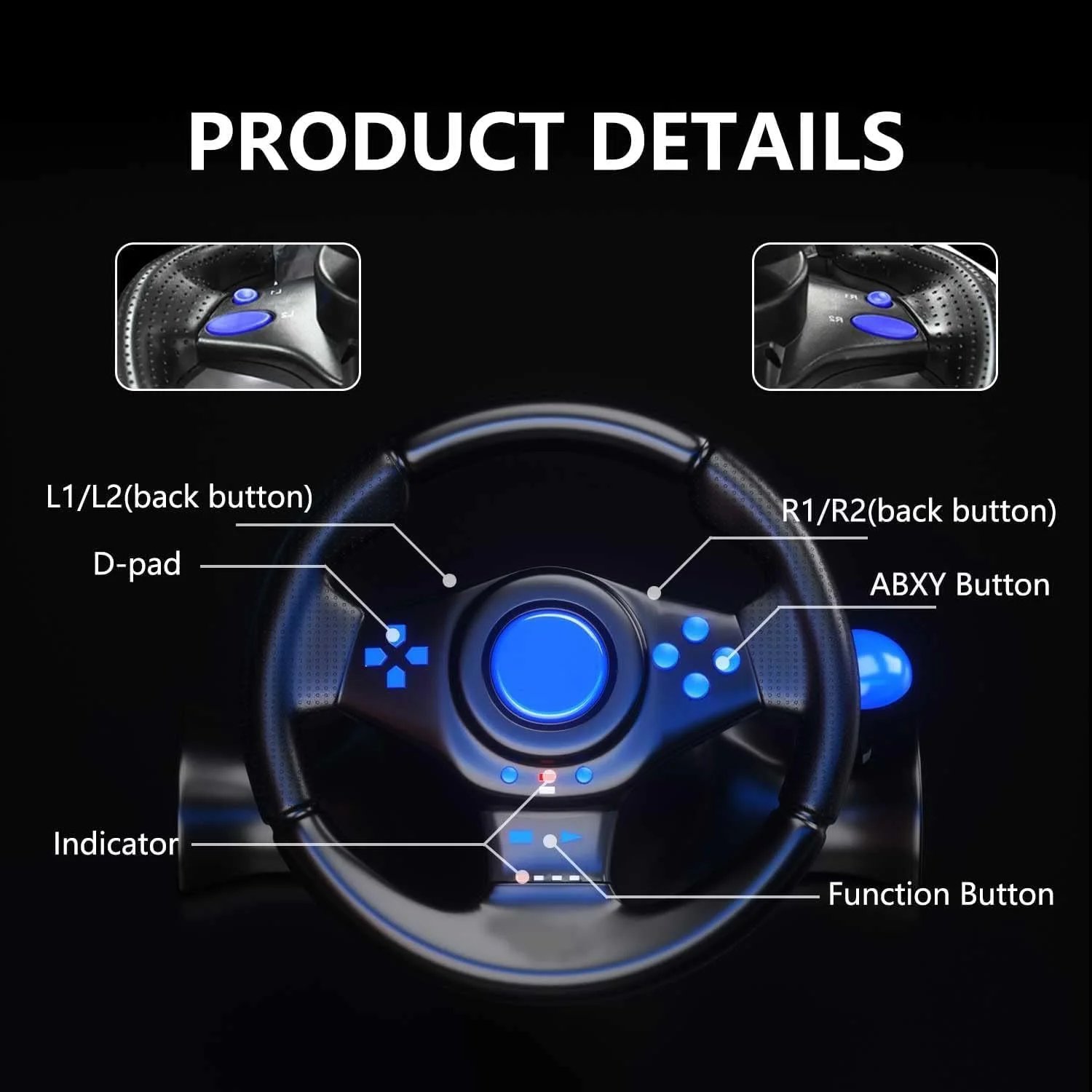 فرمان بازی Wemart، فرمان مسابقه با پدال و شیفتر، فرمان مسابقه نیروی محرکه 180 درجه، فرمان بازی برای PS4، PC، PS3، Xbox Series X|S، Nintendo Switch، Xbox One (مشکی)