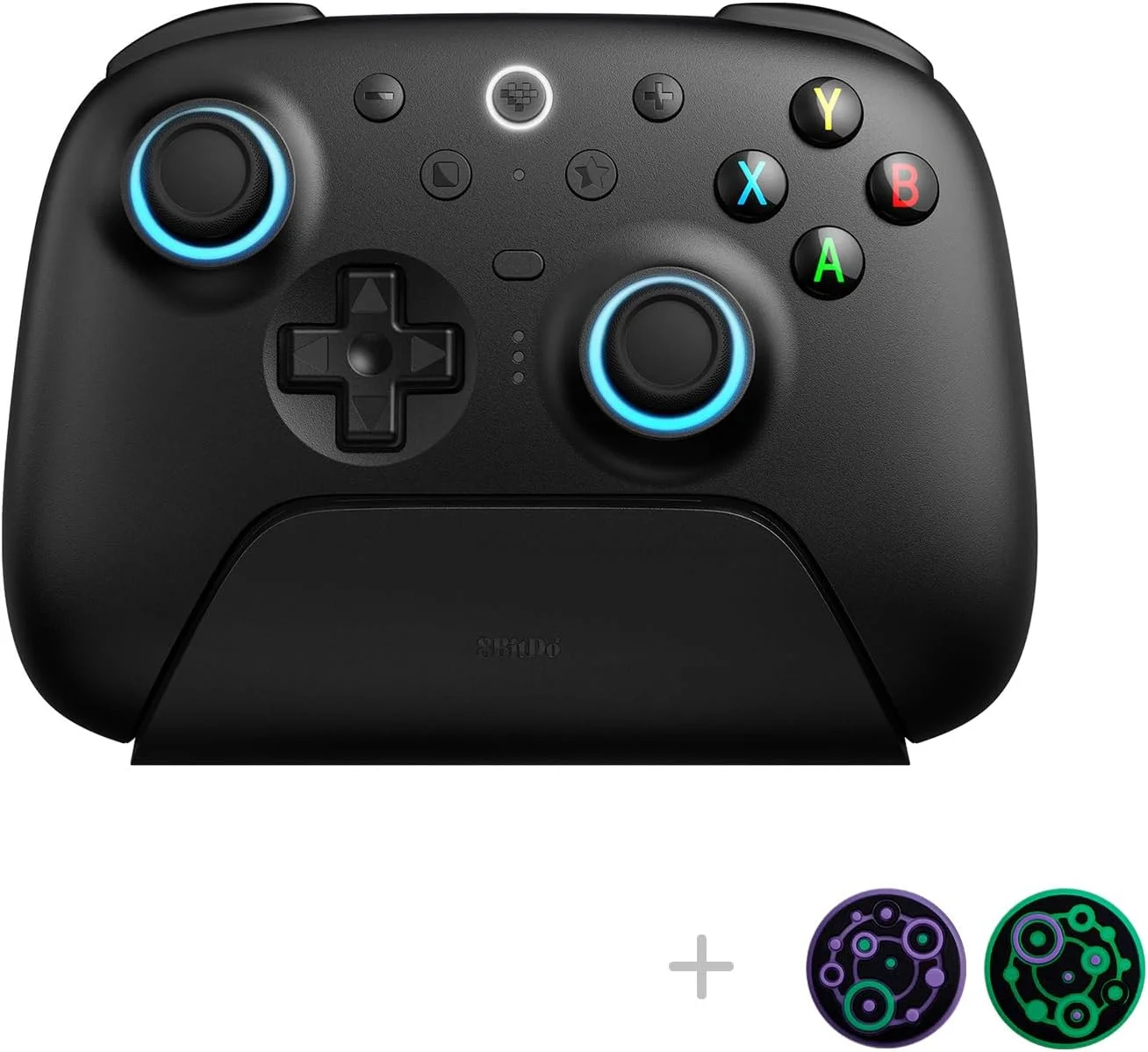 دسته بازی بی سیم 8Bitdo Ultimate 2 با جوی استیک های TMR، ماشه های قابل تعویض Hall Effect/Tactile، کنترل حرکتی، فناوری بی سیم 8Speed، داک شارژ، حلقه آتش RGB برای PC و Android - مشکی