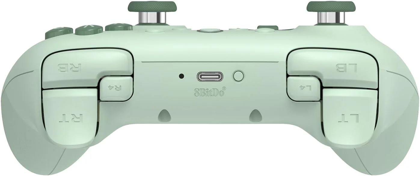 دسته بازی بی‌سیم 8Bitdo Ultimate 2C برای کامپیوترهای ویندوزی و اندروید، با نرخ نمونه‌برداری 1000 هرتز، جوی‌استیک‌های اثر هال و تریگرهای هال، و دکمه‌های L4/R4 قابل برنامه‌ریزی (سبز)