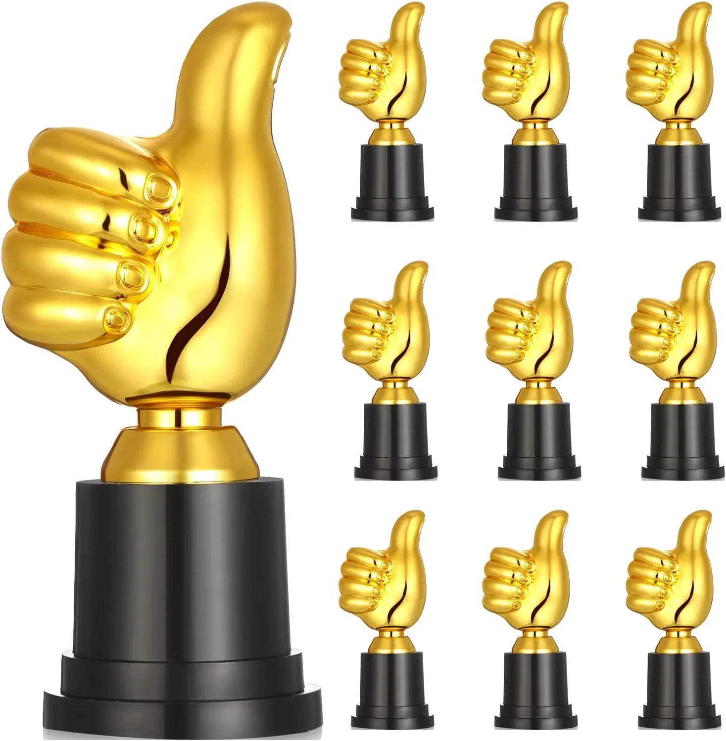 جوایز تندیس طلایی پلاستیکی، 10 عدد تندیس انگشت شست به ارتفاع 5 اینچ، تندیس سرگرم کننده مدرسه، مناسب برای مهمانی، کودکان، کارمند، معلم