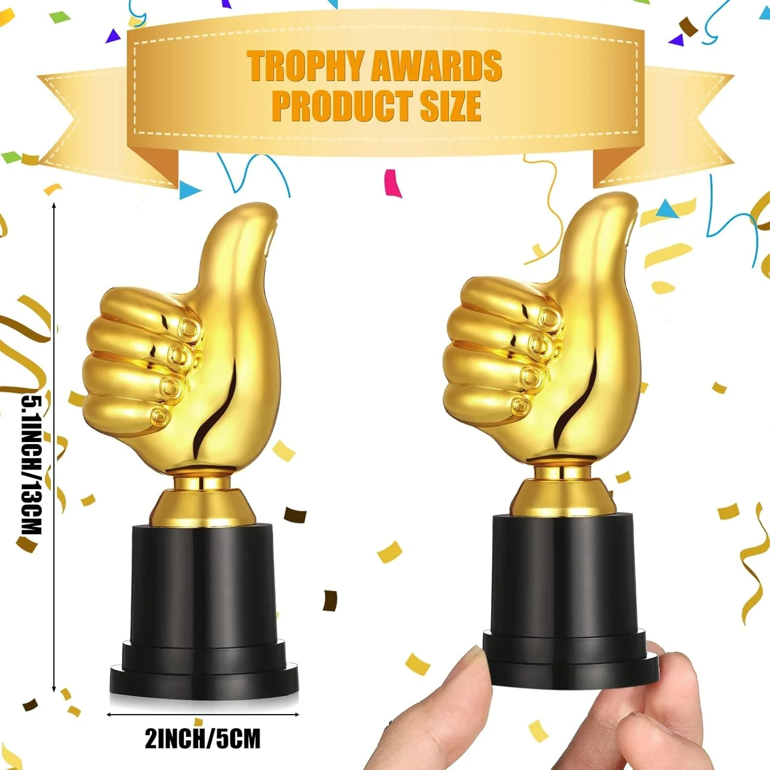 جوایز تندیس طلایی پلاستیکی، 10 عدد تندیس انگشت شست به ارتفاع 5 اینچ، تندیس سرگرم کننده مدرسه، مناسب برای مهمانی، کودکان، کارمند، معلم