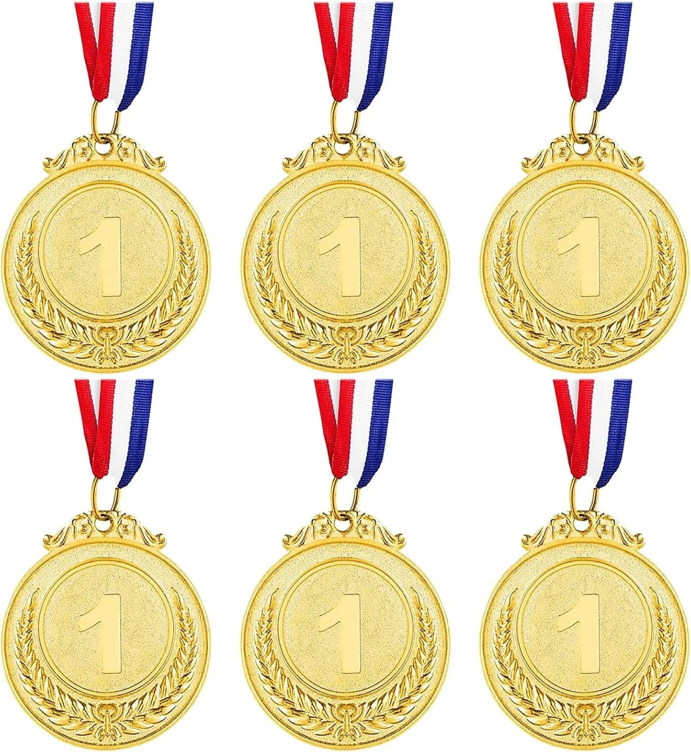 مدال های طلایی خزنه، بسته 6 عددی مدال های طلایی المپیک، مدال های جایزه طلایی فلزی با روبان برای کودکان، مدال های فلزی روز ورزش کودکان، مدال های دوران قرنطینه، ورزش مدرسه کودکان