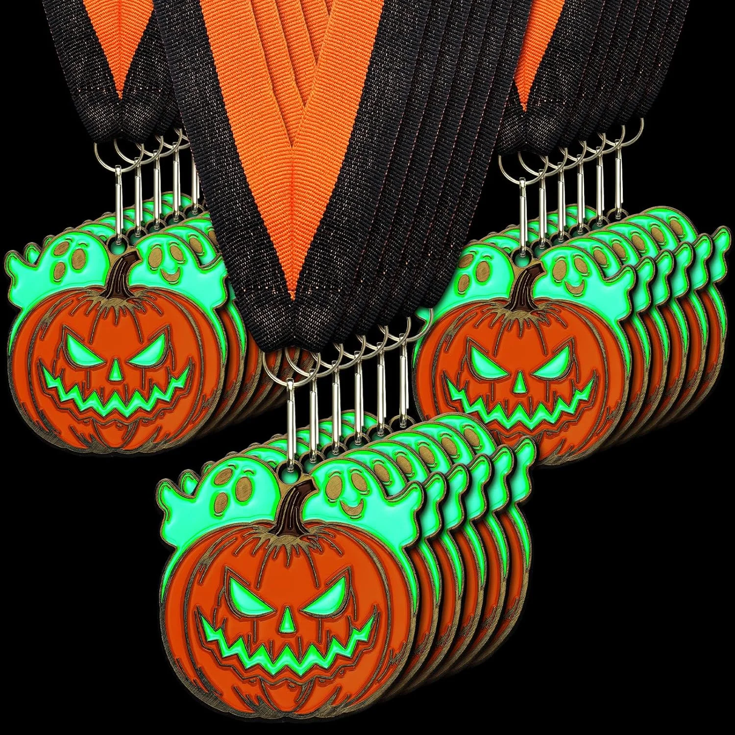 20 عدد مدال هالووین 6 سانتی‌متری شب‌تاب با روبان گردنی، جایزه مسابقه لباس و دکوراسیون مهمانی