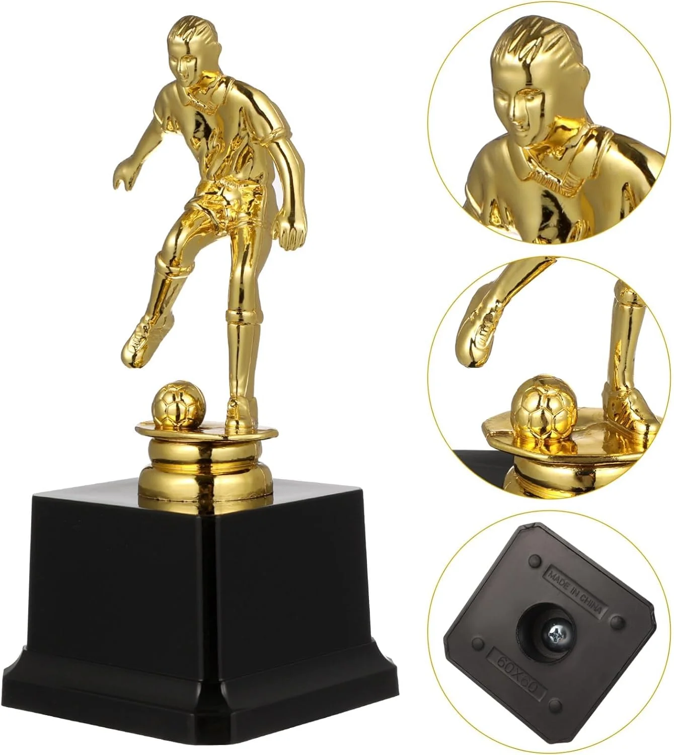 کاپ قهرمانی فوتبال طلایی KASTWAVE، 3 عدد کاپ طلایی کوچک برای مراسم اهدای جوایز تیمی، مسابقات قهرمانی، مسابقات ورزشی، جام قهرمانی ورزشی برای مراسم اهدای جوایز تیمی (7.5 * 7.5 * 16.5 سانتی متر)