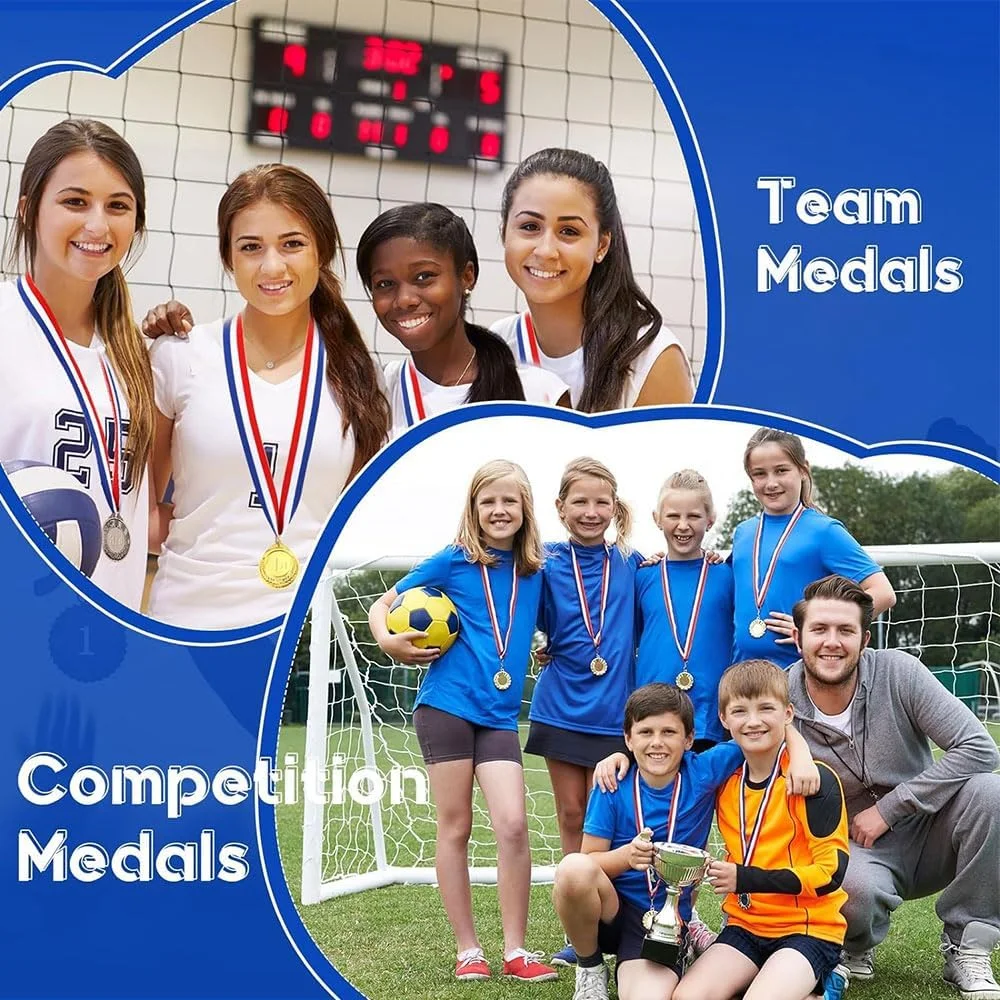 مدال های جایزه اکسفور برای کودکان، بسته 6 عددی مدال های طلایی نقره ای برنز، جوایز برنده مدال های سبک المپیک با روبان برای مدرسه کودکان، جلسات ورزشی، رویدادهای ورزشی، سوغات جشن، 2.5 اینچ