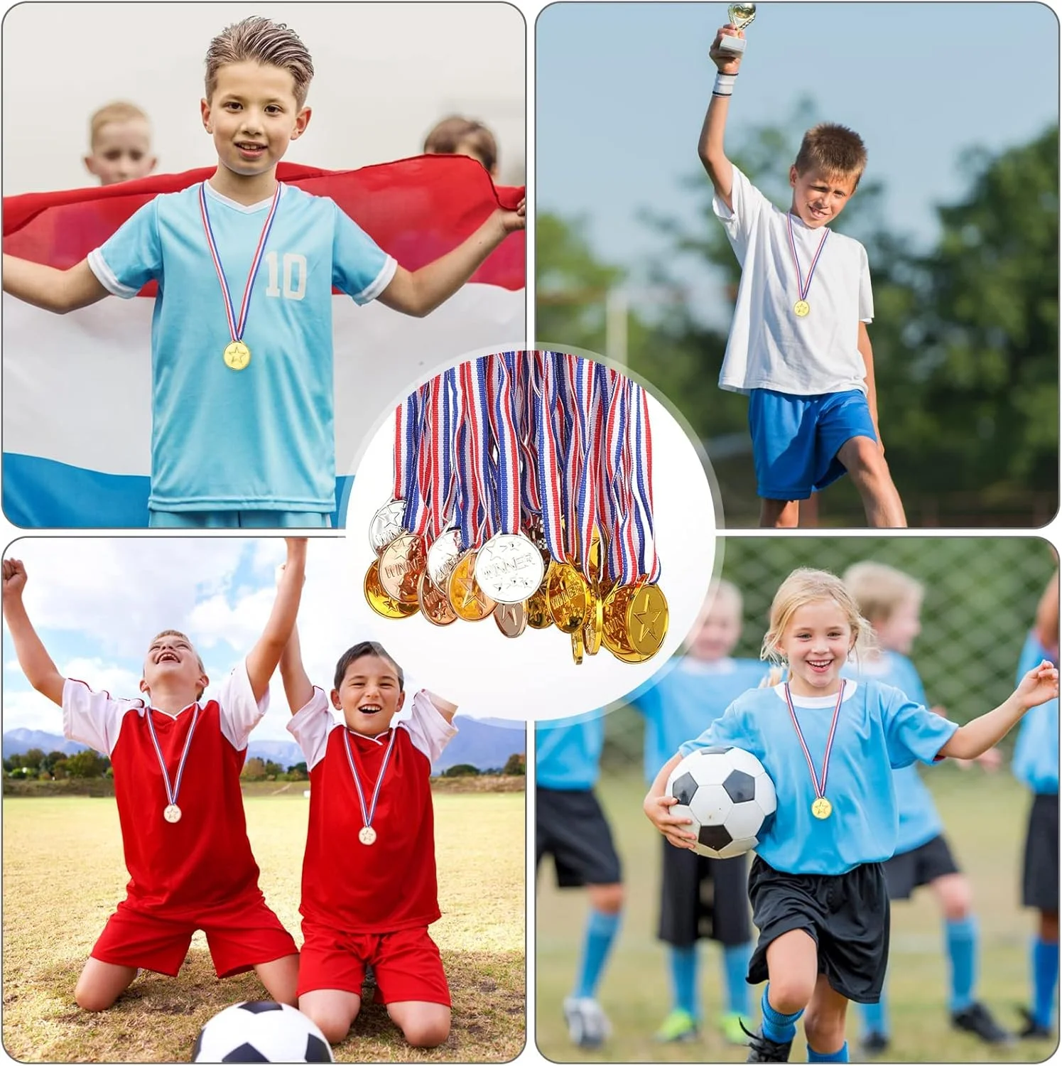 مدال های برنده Excefore، 36 عدد مدال پلاستیکی طلایی، نقره ای و برنزی برای جایزه ورزشی کودکان، مسابقات بازی، نمایش استعداد، مسابقه املا، هدایای مهمانی ژیمناستیک و تزئینات