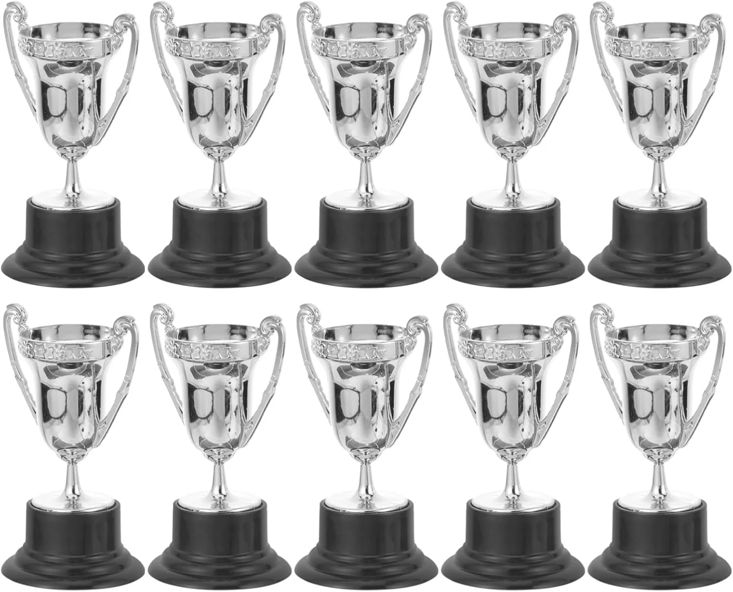 الکدان 10 عدد جام های جایزه پلاستیکی کودکانه، جام های جایزه کوچک اسباب بازی برای جشن های مراسم اهدای جوایز، رویدادهای شرکتی، جوایز کارناوال، مهمانی ها (نقره ای)