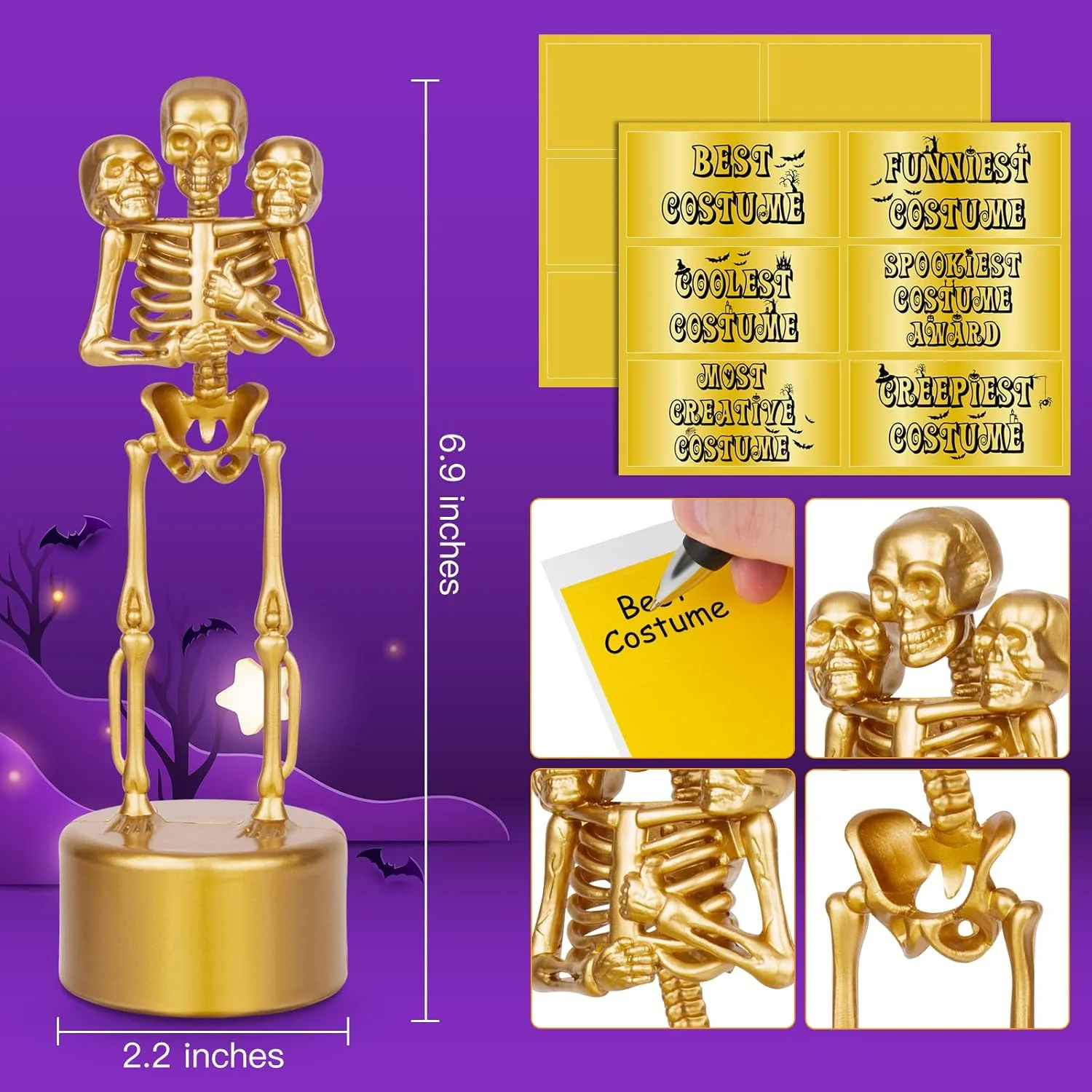 بسته 4 عددی جام هالووین، جام های اسکلتی بهترین لباس، جام های پلاستیکی خنده دار اسکلتی هالووین برای جوایز مسابقه، جوایز مهمانی هالووین برای لوازم مهمانی بزرگسالان