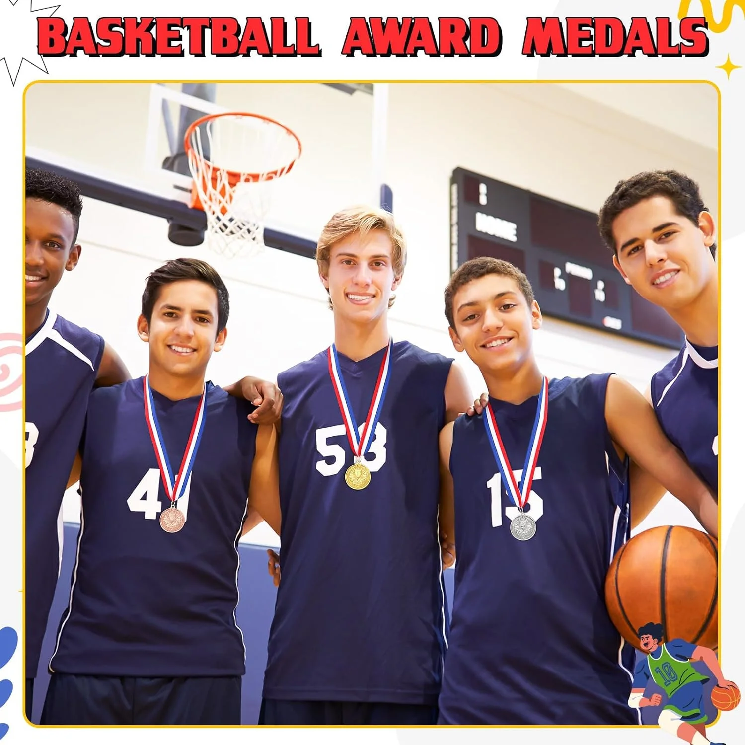 مدال های جایزه طلایی، نقره ای و برنزی، مدال های فلزی ورزشی مقام اول، دوم و سوم برای کودکان، مسابقات بزرگسالان، جوایز مهمانی، رویدادهای مدرسه و تقدیر شرکتی، تندیس های بادوام 2 اینچی