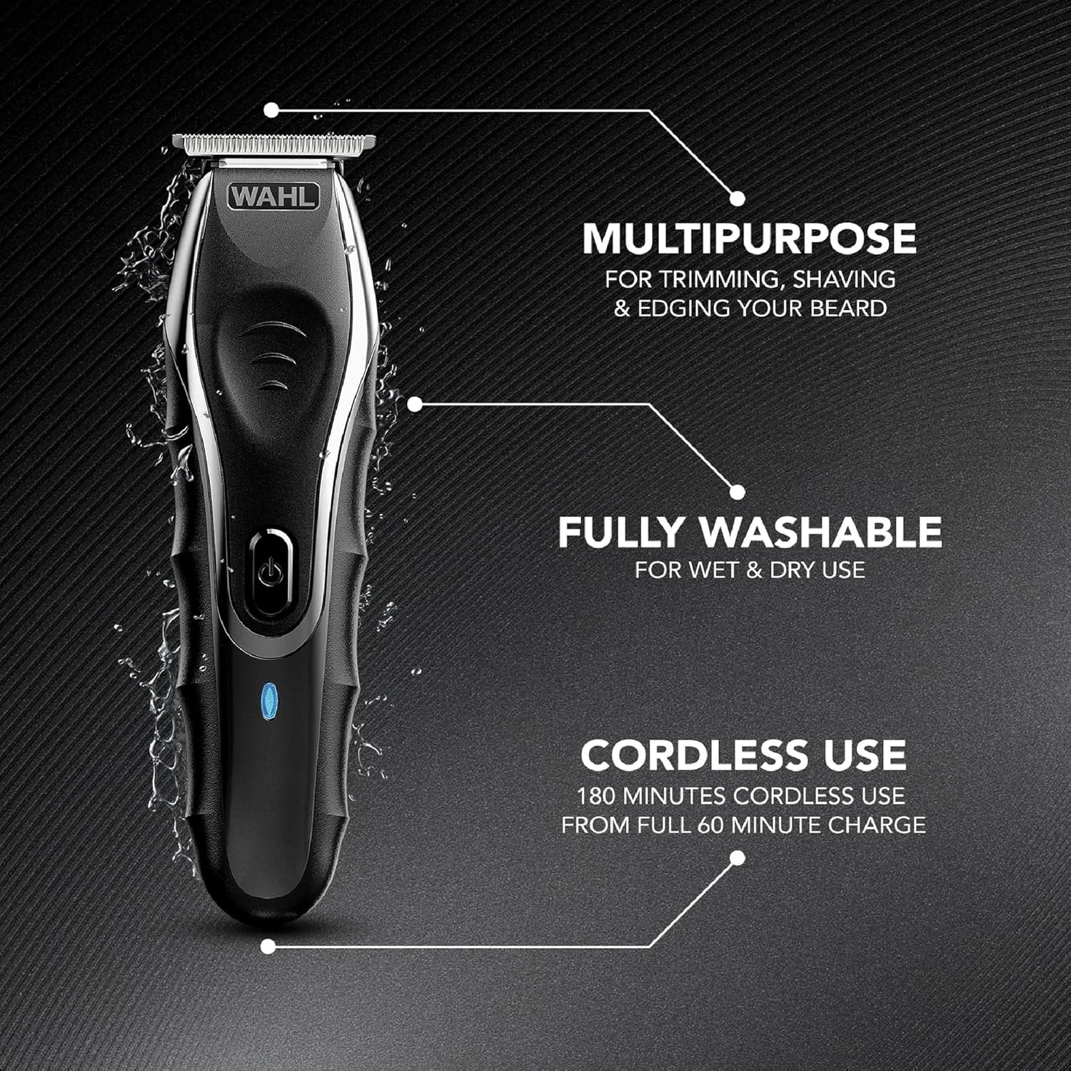 ماشین اصلاح وال Aqua Blade، تیغه T فوقالعاده نزدیک برای اصلاح مرطوب و خشک، باتری لیتیوم یونی با ماندگاری طولانی، تیغههای خود تیز شونده و نشانگر LED هوشمند، 09899-927 ماشین اصلاح وال Aqua Blade، تیغه T فوقالعاده نزدیک برای اصلاح مرطوب و خشک، باتری لیتیوم یونی با ماندگاری طولانی، تیغههای خود تیز شونده و نشانگر LED هوشمند، 09899-927