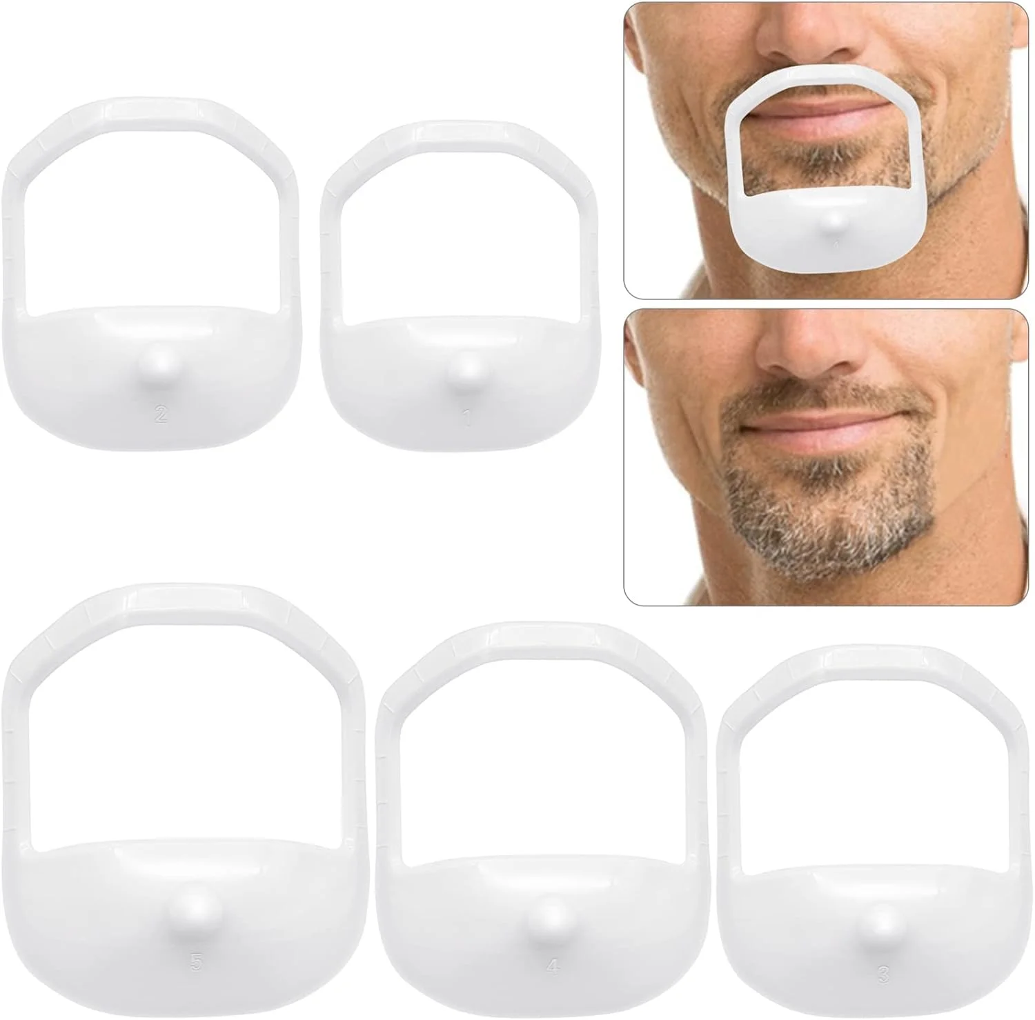 شابلون حالت دهنده ریش سایوسی، 5 سایز، ابزار حالت دهی و استایل ریش، قالب حالت دهی ریش، مناسب برای ابزار مدلینگ ریش مردانه (سفید)