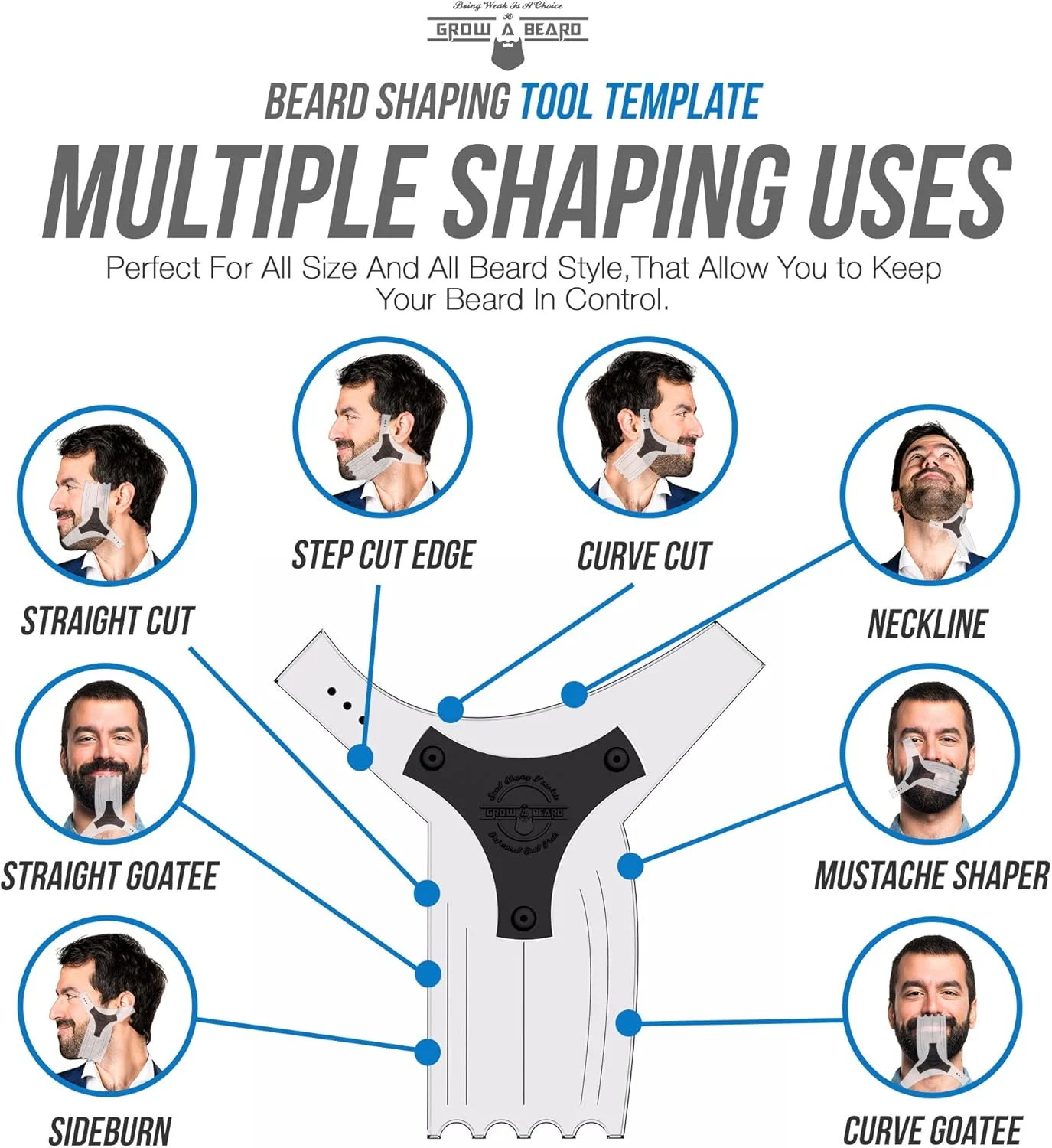 شابلون حالت دهنده ریش برای مراقبت از آقایان | سایز و استایل مختلف 8 در 1 ابزار شکل دهی ریش چند منظوره برای آرایشگری حرفه ای، مرتب کردن و خط انداختن | ایده آل برای ماشین اصلاح صورت، تیغ یا موزر شابلون حالت دهنده ریش برای مراقبت از آقایان | سایز و استایل مختلف 8 در 1 ابزار شکل دهی ریش چند منظوره برای آرایشگری حرفه ای، مرتب کردن و خط انداختن | ایده آل برای ماشین اصلاح صورت، تیغ یا موزر