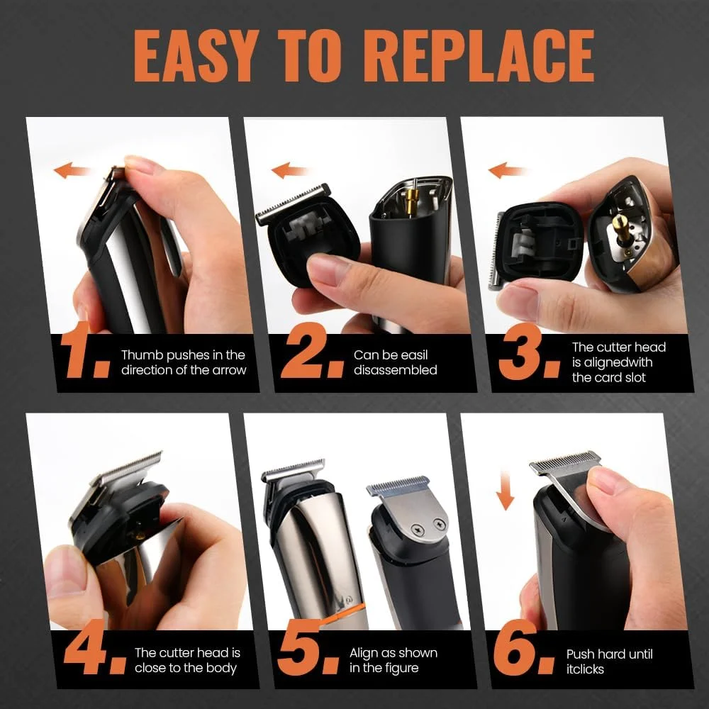 ماشین اصلاح موی سر PRITECH، خط زن ریش مردانه، کیت پیرایش و اصلاح موی سر بی سیم، قابل شارژ با USB، 6 در 1 ماشین اصلاح موی سر PRITECH، خط زن ریش مردانه، کیت پیرایش و اصلاح موی سر بی سیم، قابل شارژ با USB، 6 در 1