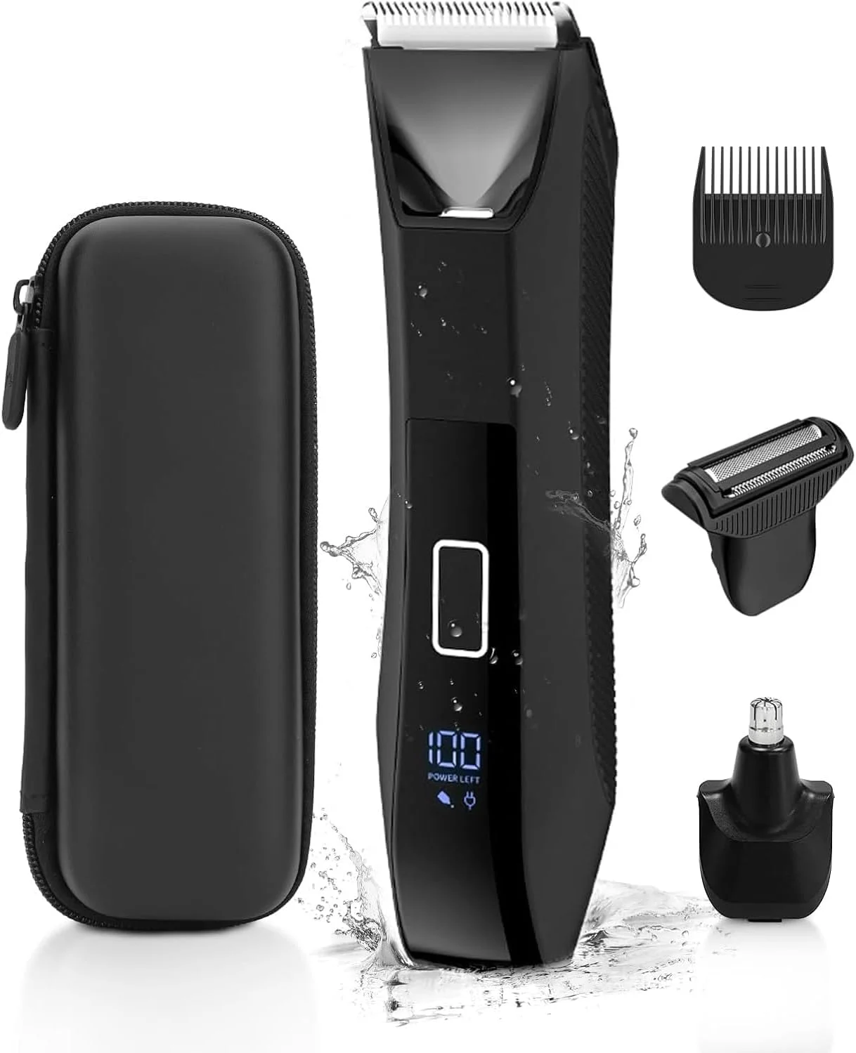 ماشین اصلاح موی بدن 3 در 1 مردانه NALACAL - ماشین اصلاح ضد آب موی بینی به همراه فویل شیور، نمایشگر LED، قفل مسافرتی - ست اصلاح سبک وزن خشک/مرطوب برای آقایان