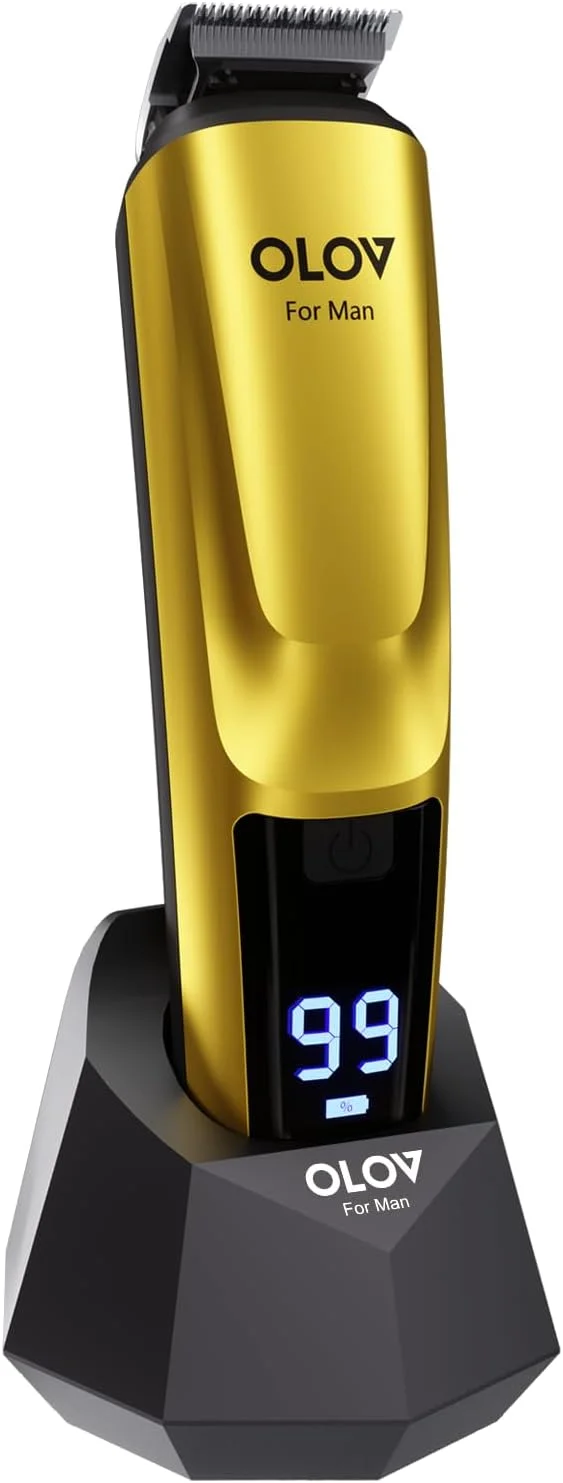 ست پیرایش ریش، کیت آرایشی 21 تکه مردانه و ماشین اصلاح مو، ریش تراش برقی شارژی بی سیم برای ریش، صورت، بینی و مو، طلایی