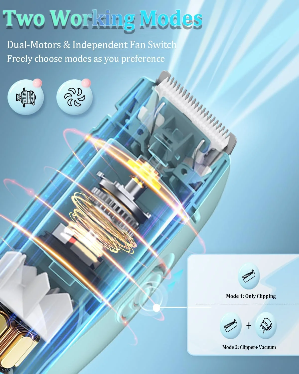 ماشین اصلاح موی کودک ENSSU با قابلیت مکش، ماشین اصلاح موی شارژی با 2 حالت برای کودکان/نوزادان/مردان، ماشین اصلاح موی ضد آب و بی سیم با محفظه بزرگ ذخیره مو