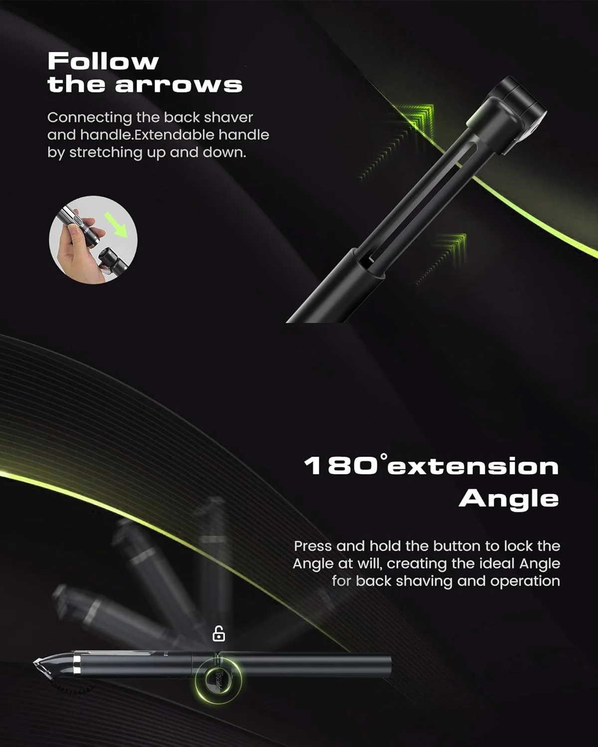 ماشین اصلاح برقی بدن مردانه FERRISA با دسته بلند جداشدنی و قابل افزایش طول، ماشین اصلاح موی بدن 5 در 1 برای اصلاح خشک یا مرطوب مشکی (مشکی)