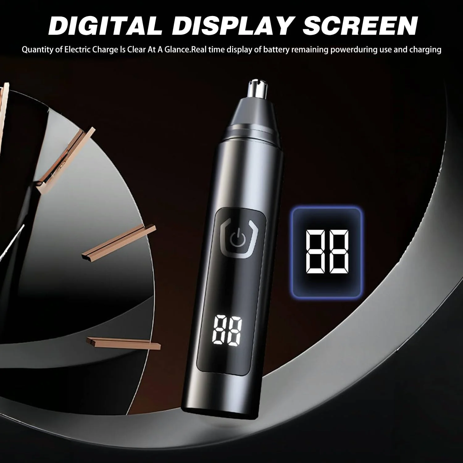 موزن برقی بینی مردانه با نمایشگر LCD، اصلاح ایمن و راحت بینی، USB-C، موتور قدرتمند و تیغه های دو لبه برای برش نرم تر - مشکی