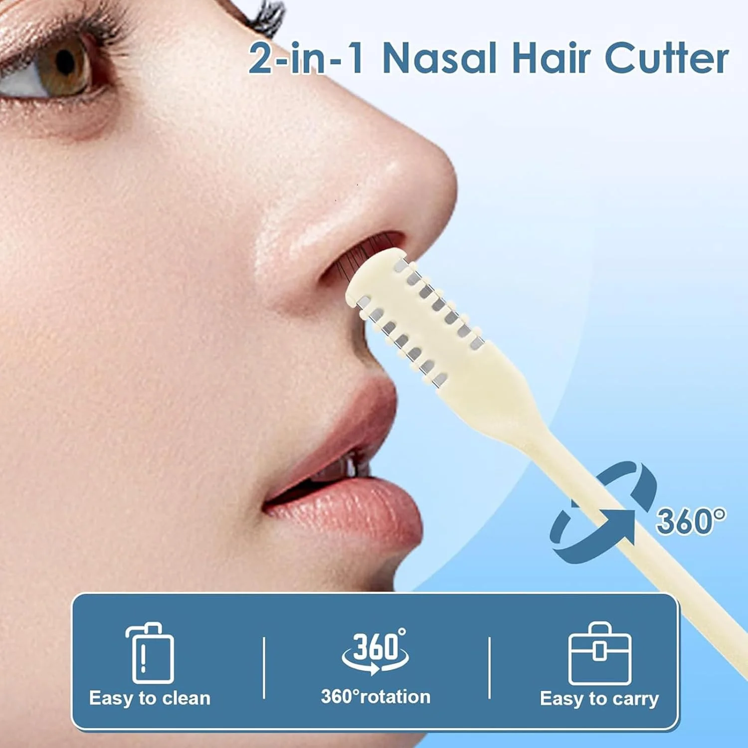 ۱۰ عدد موزن بینی دو طرفه، سر موزن بینی، گوش پاک کن دم، موزن دستی بینی ۲ در ۱ با گوش پاک کن، ابزار حذف موهای سوراخ بینی، قابل حمل و راحت، قابل شستشو