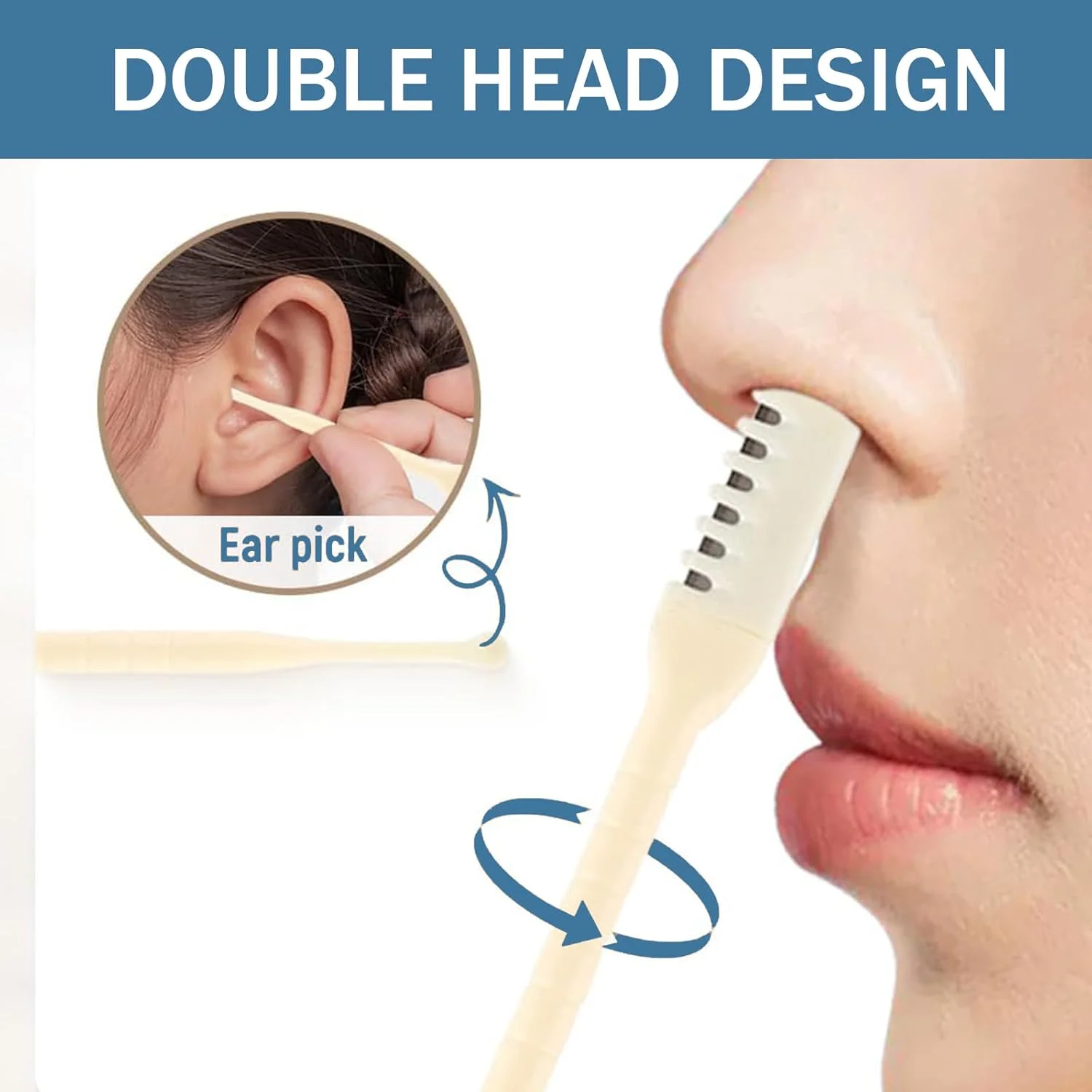 ۱۰ عدد موزن بینی دو طرفه، سر موزن بینی، گوش پاک کن دم، موزن دستی بینی ۲ در ۱ با گوش پاک کن، ابزار حذف موهای سوراخ بینی، قابل حمل و راحت، قابل شستشو