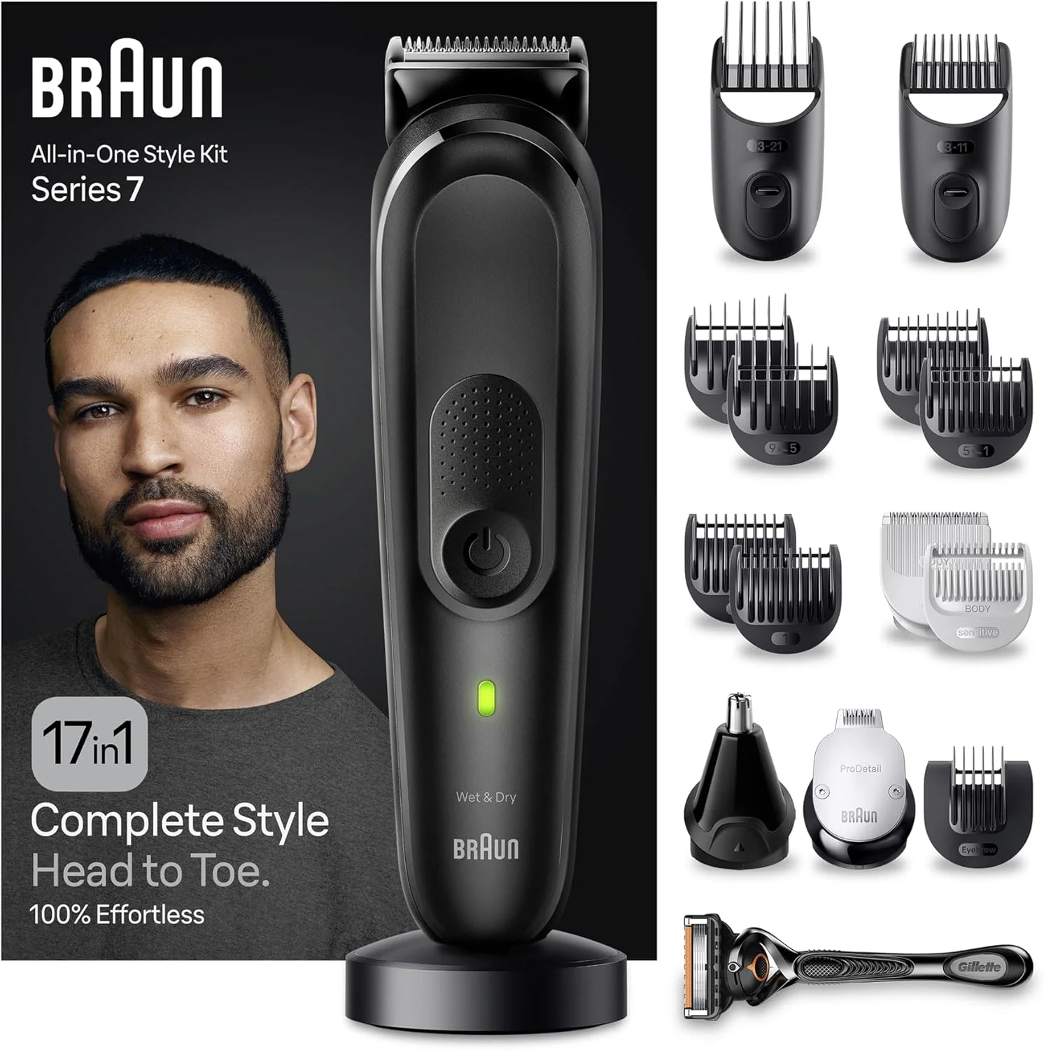 ست حالت دهنده 17 در 1 براون مدل MGK 7490، کیت پیرایش چند منظوره مو، بدن و ریش