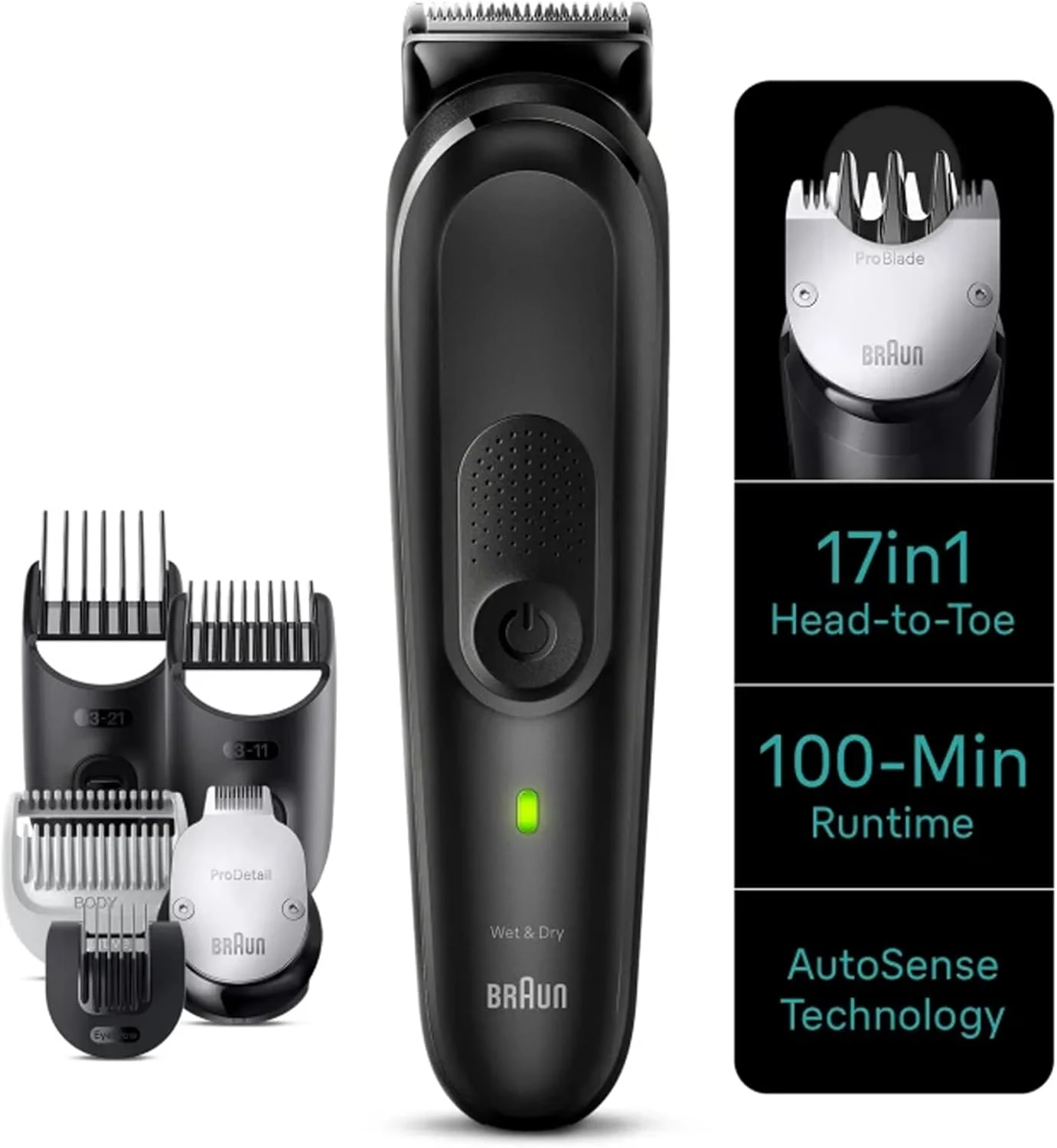 ست حالت دهنده 17 در 1 براون مدل MGK 7490، کیت پیرایش چند منظوره مو، بدن و ریش