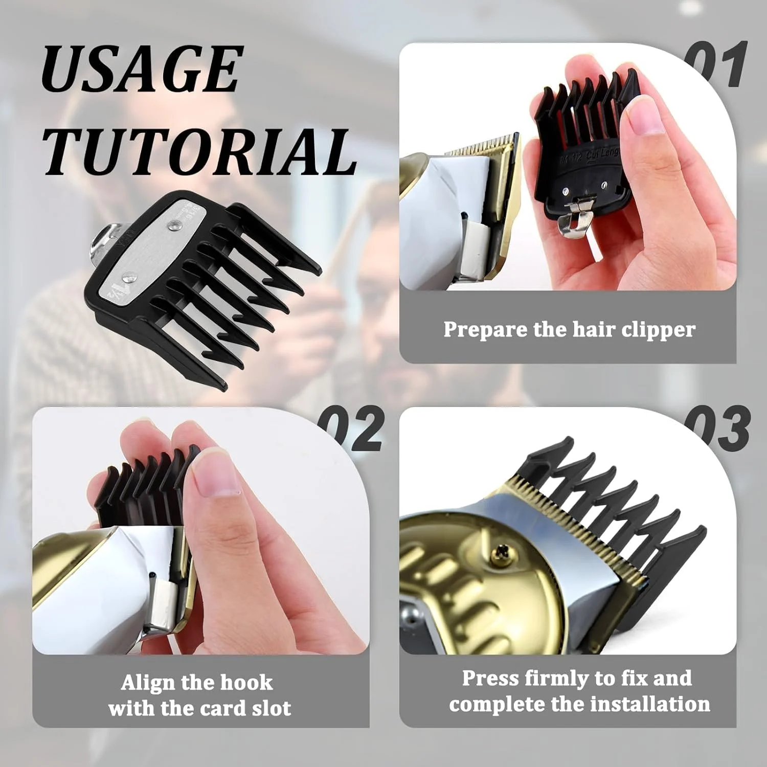 محافظ های ماشین اصلاح BIGTHREE برای وال، محافظ های ماشین اصلاح مو، شانه موقعیت یابی ماشین اصلاح مو، شانه کولیس آرایشگری، 4 عدد 1/4، 3/6، 3/8، 1/16 محافظ ماشین اصلاح برای ماشین اصلاح مو وال (مشکی)