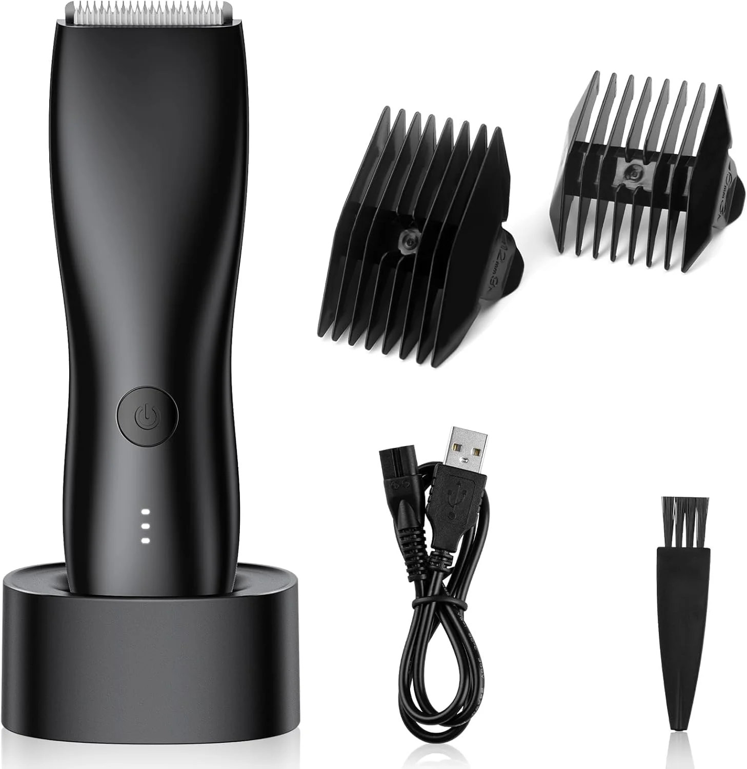 ماشین اصلاح موی بدن مردانه - تیغ اصلاح ضد آب برای نواحی حساس، محافظ قابل تنظیم، پایه شارژ USB C، ماشین اصلاح برقی کل بدن - هدیه برای همسر، دوست پسر، روز ولنتاین، تولد